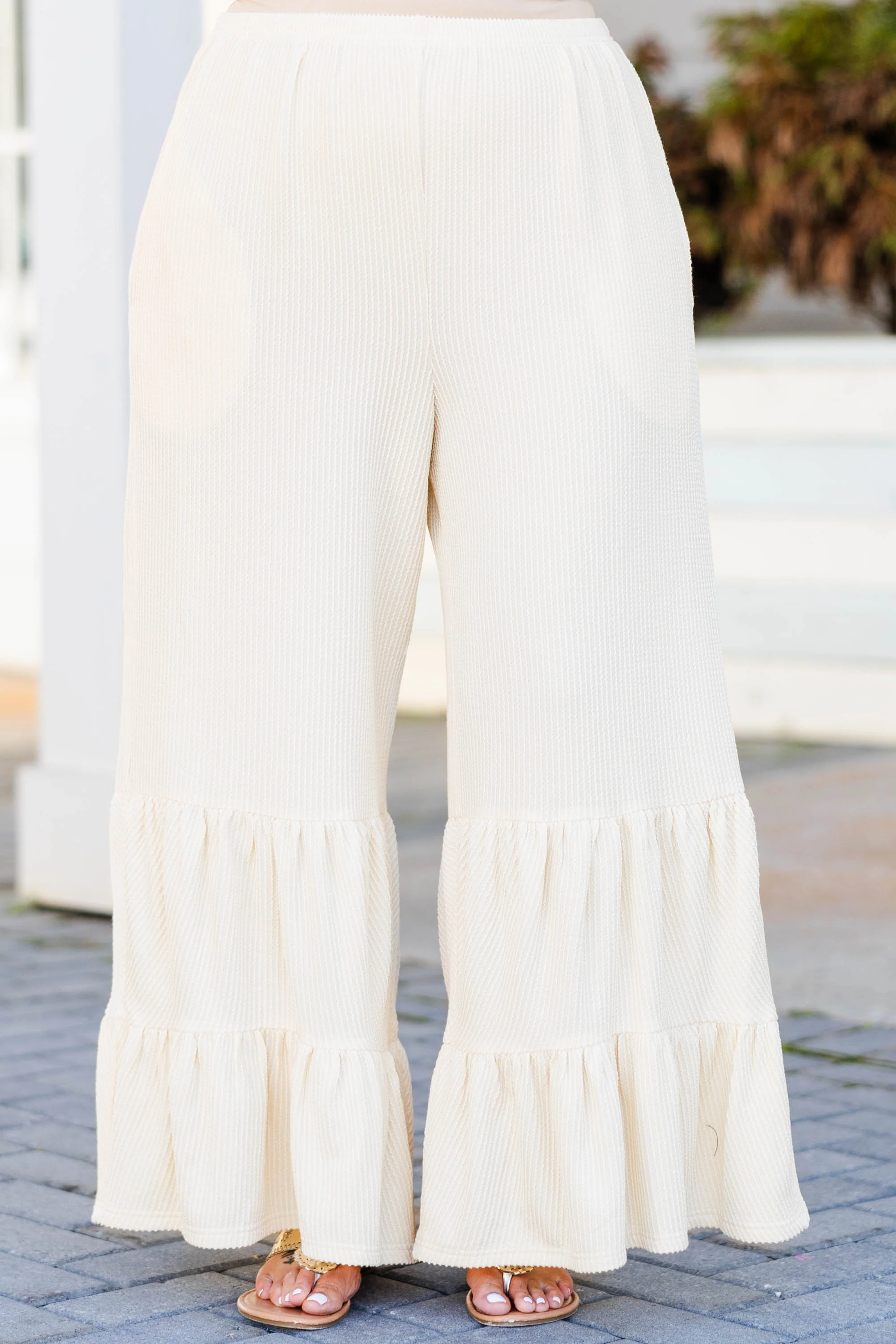 Knit Together Pants, Oatmeal - Weilaico