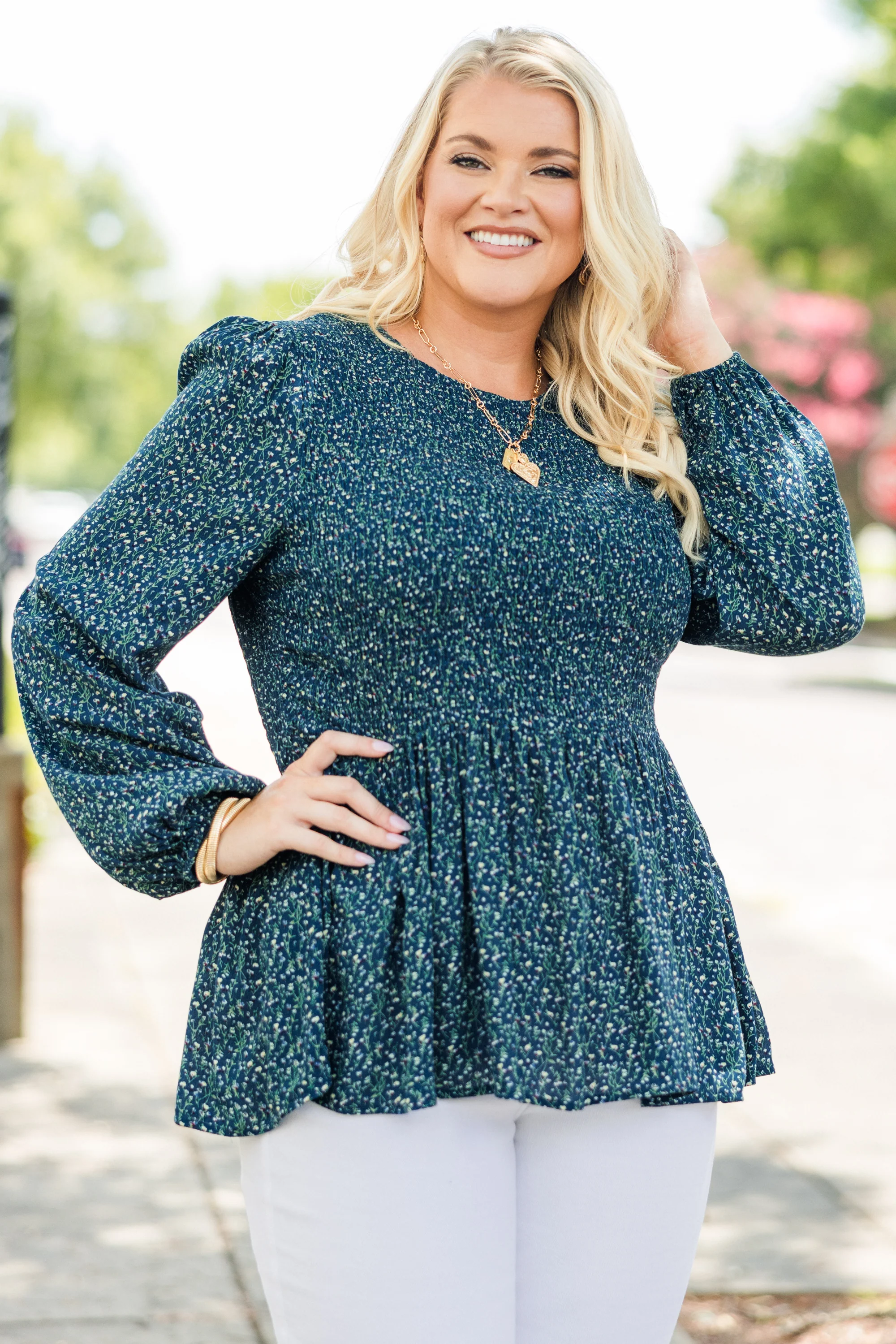 Wallflower Kisses Top, Navy - Weilaico
