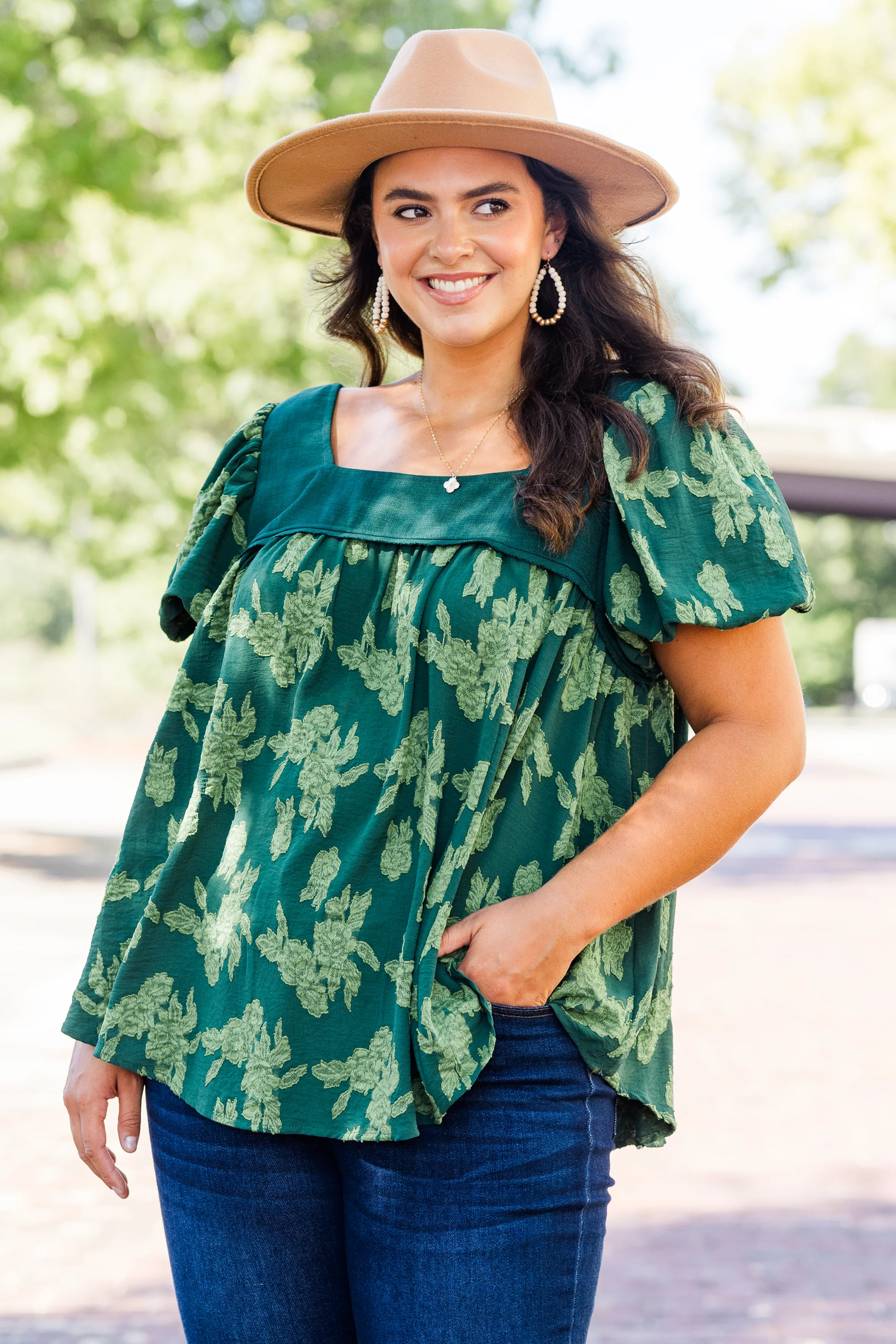 Evergreen Trees Top, Deep Green - Weilaico