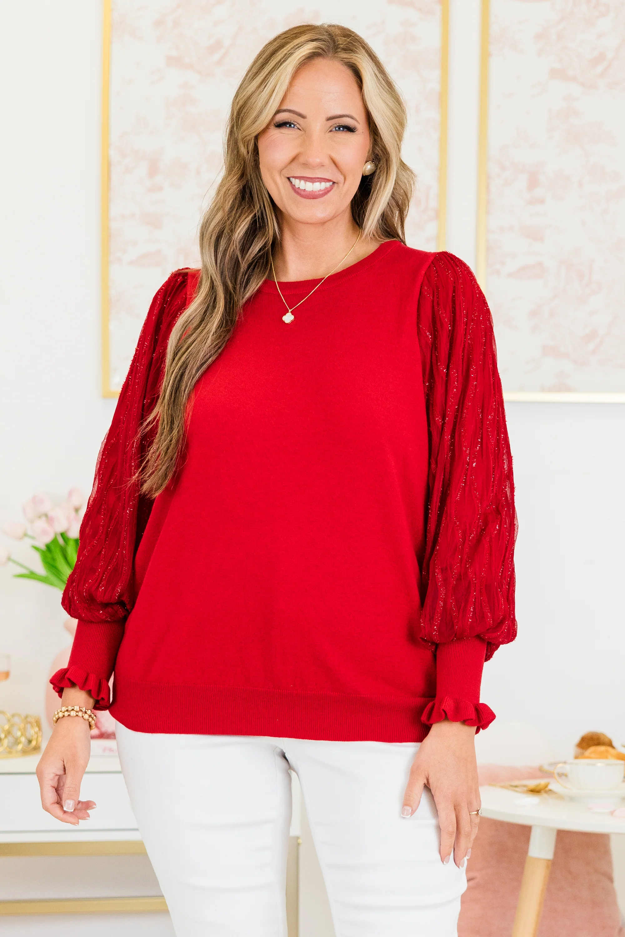 Give Me Beautiful Flowers Top, Red - Weilaico