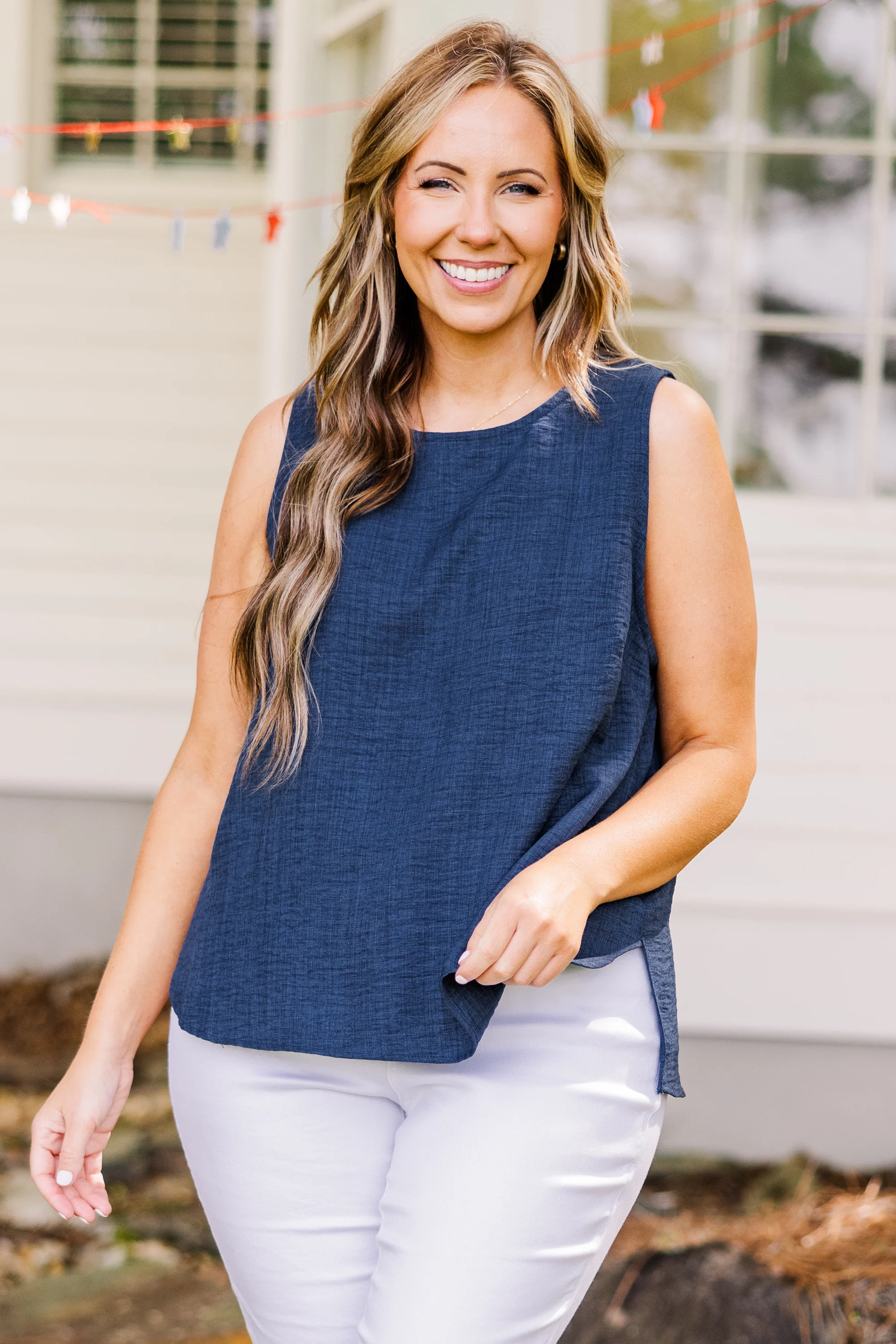 Easy Breezy Top, Navy Blue - Weilaico