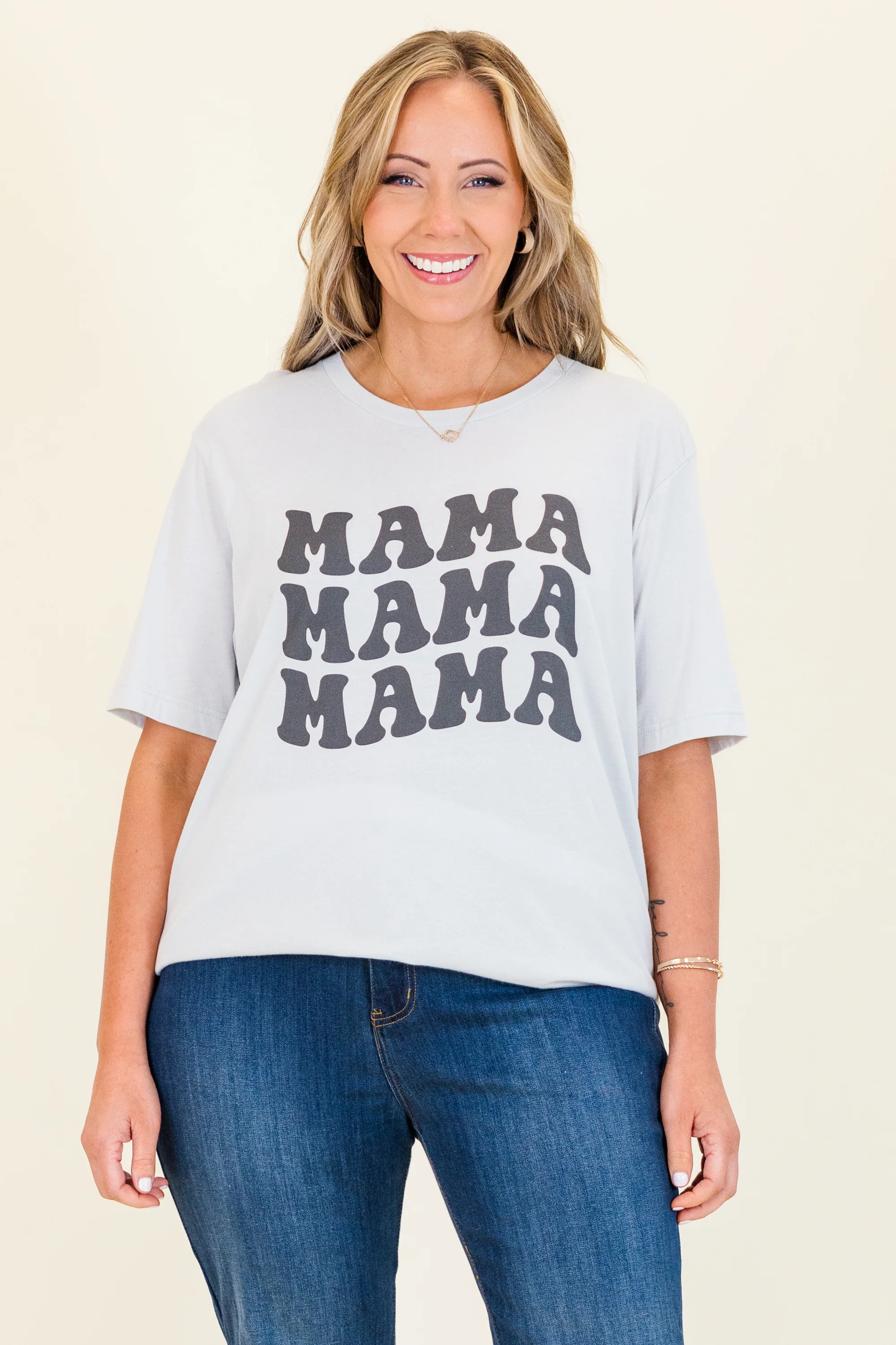 Mama Mama Mama Tee, Silver - Weilaico
