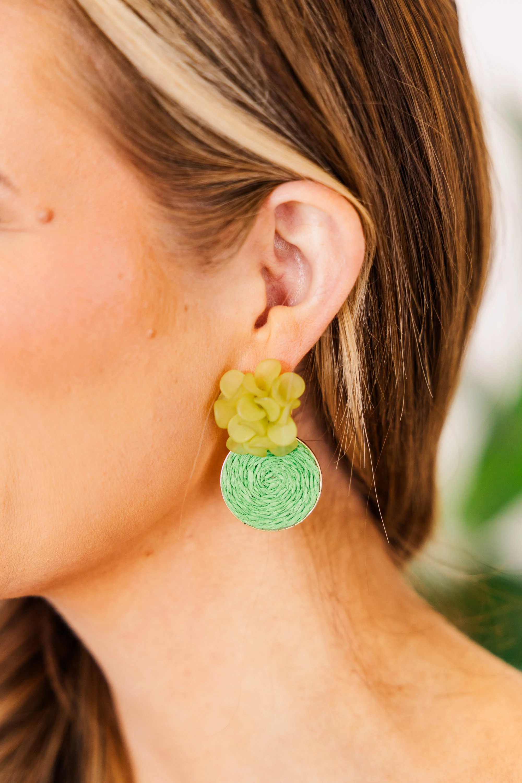 Don't Push Your Luck Earrings, Green - Weilaico