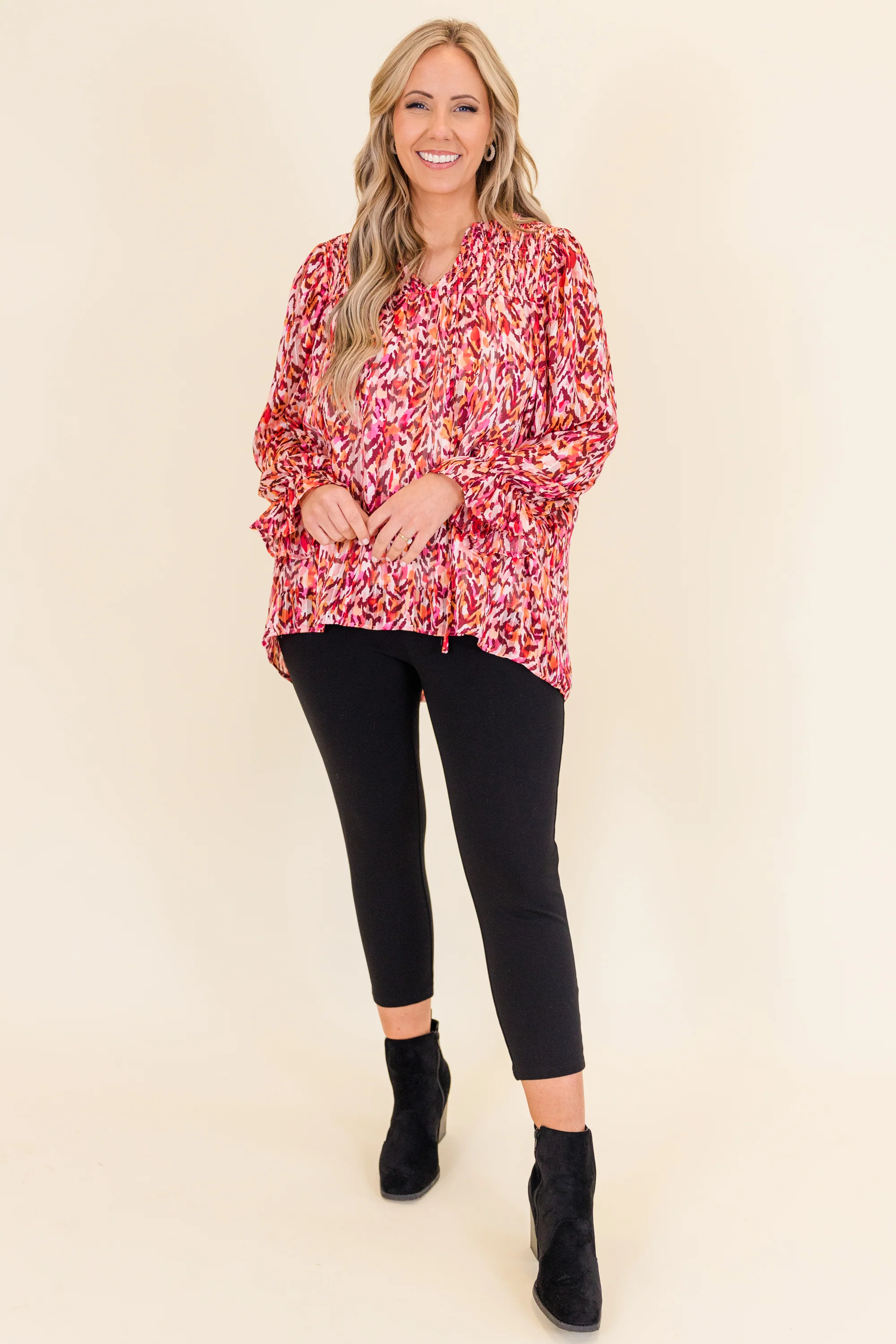 Cascade Swirl Top, Fuchsia - Weilaico