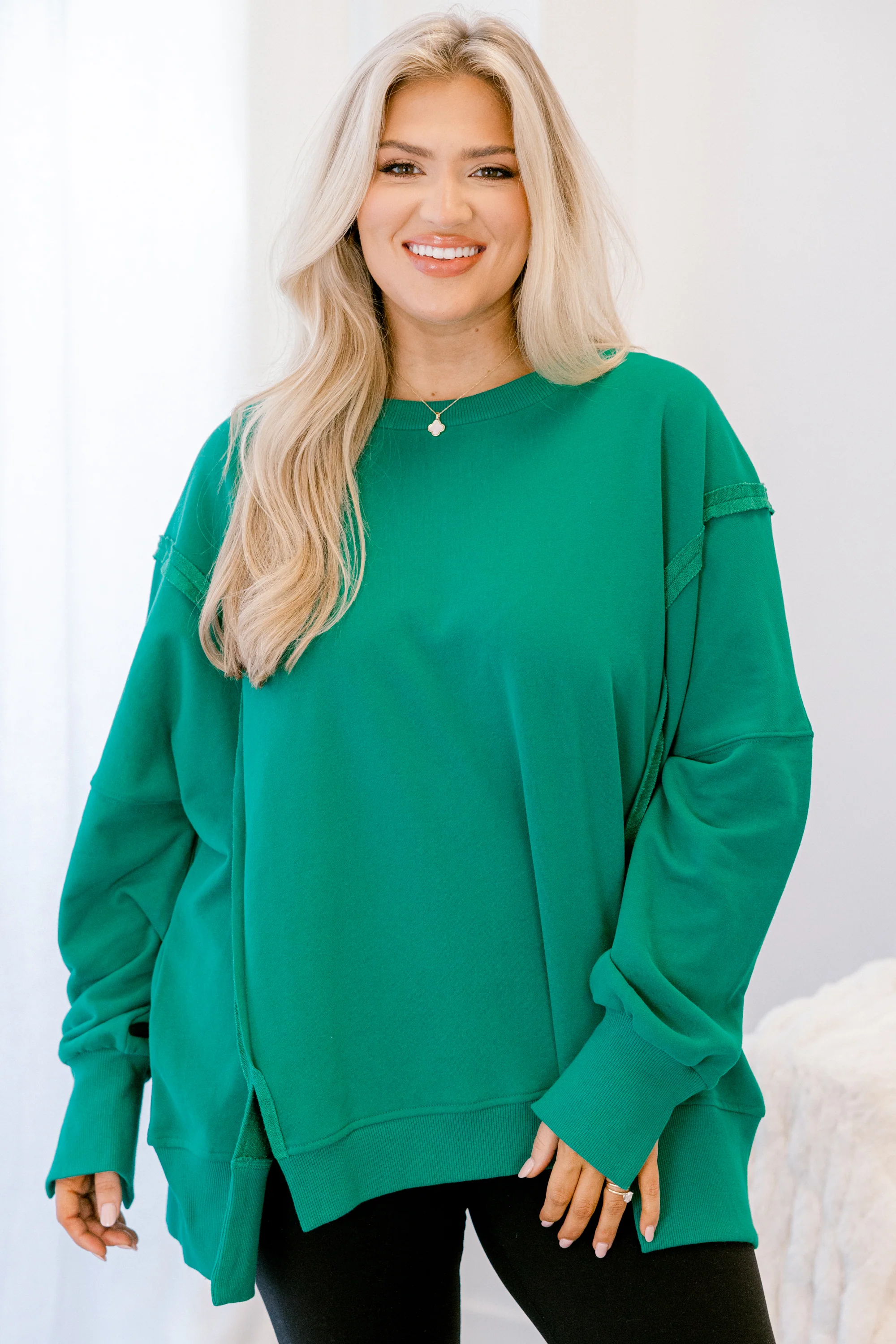 Sunset Glow Pullover, Emerald - Weilaico