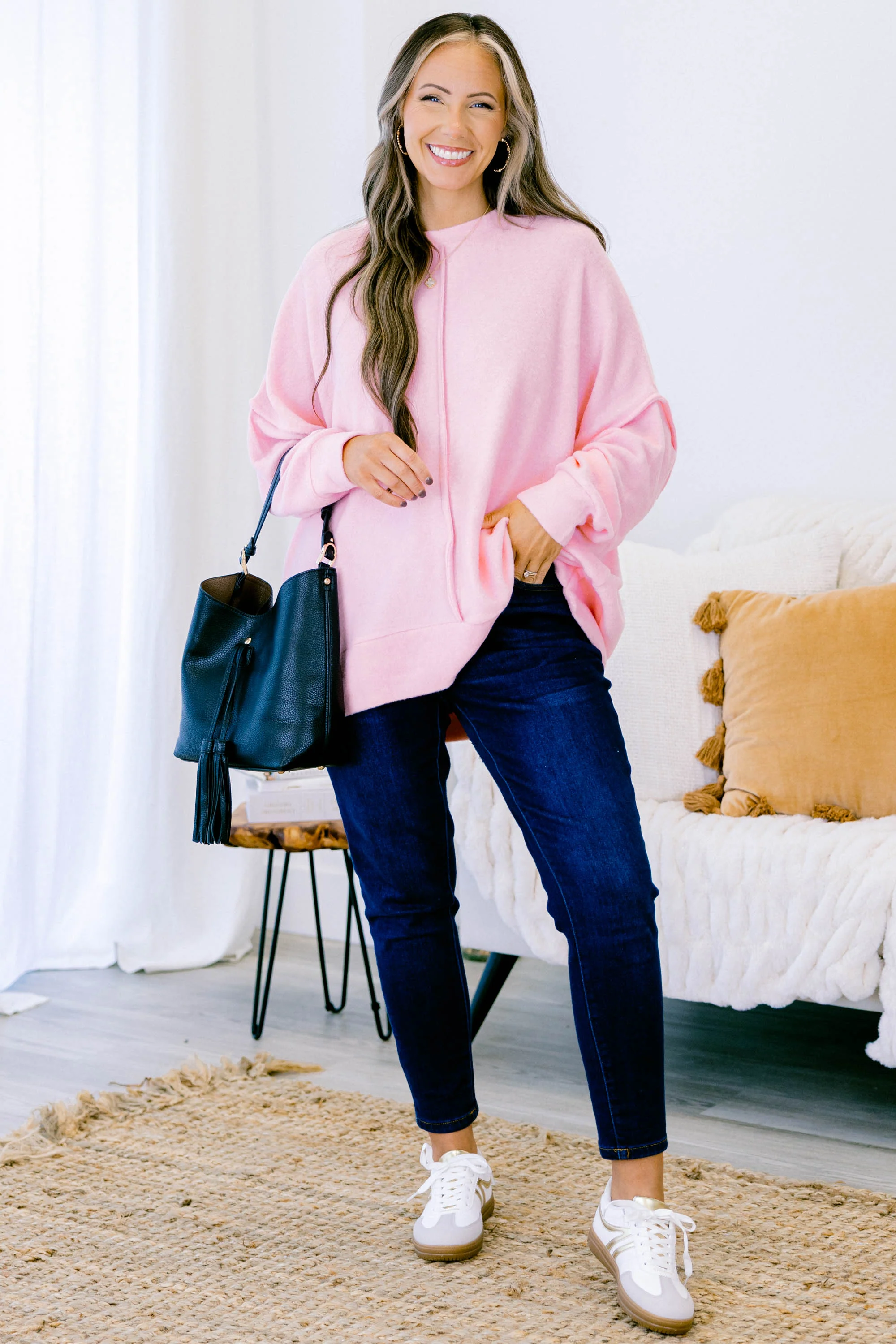 So Comfy Sweater, Dark Pink - Weilaico