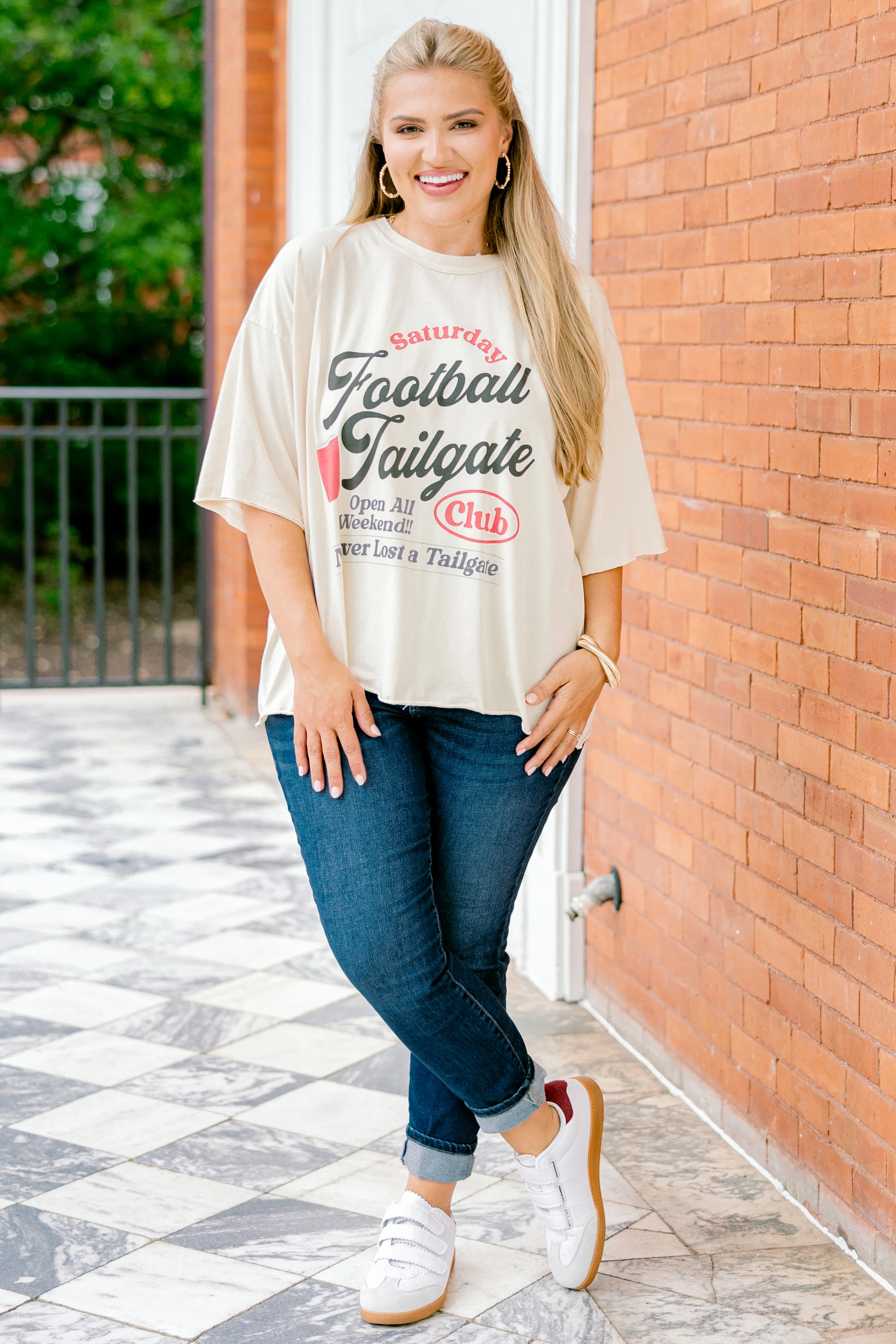 Here for the Tailgate Vintage Wash Tee, Sand - Weilaico