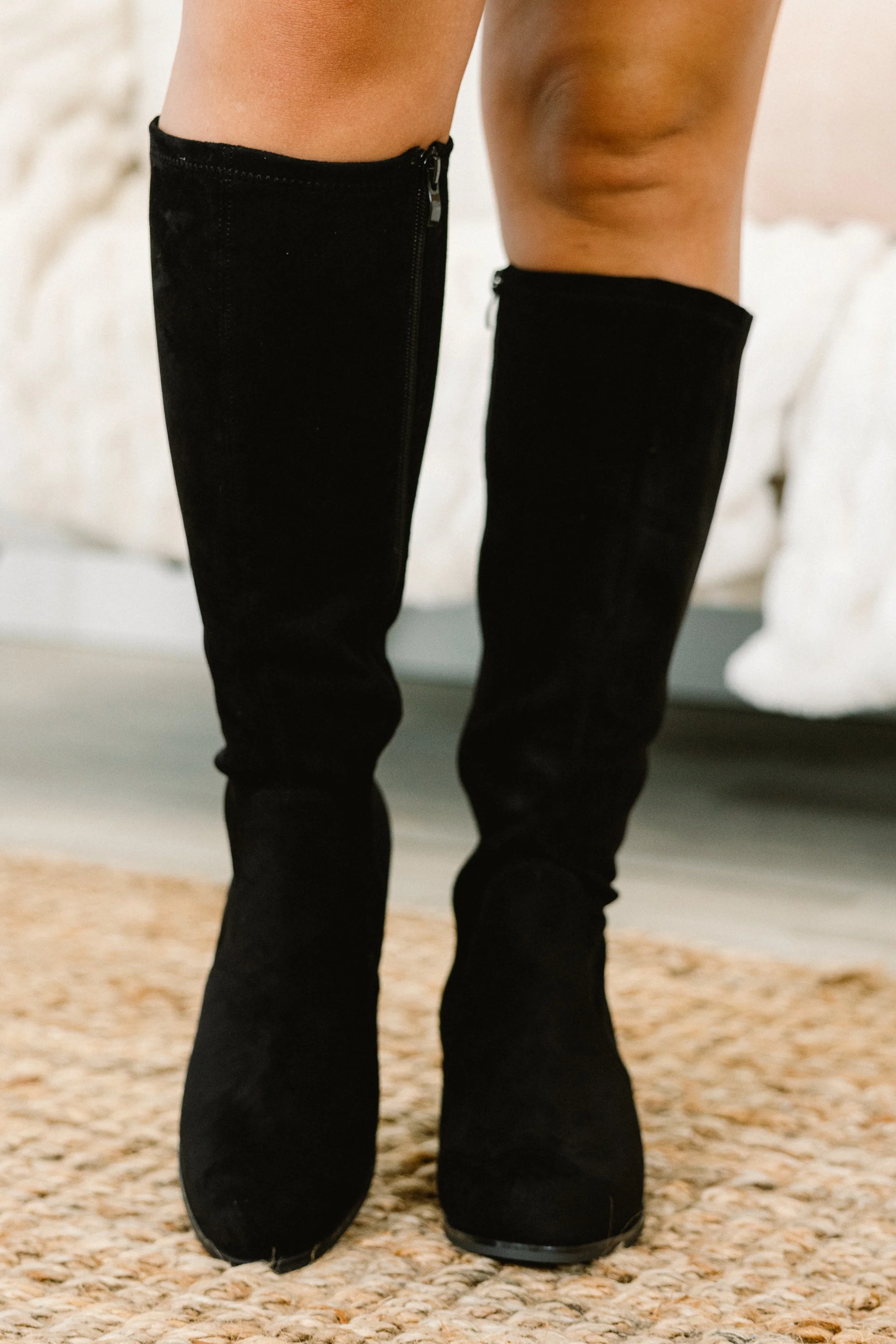 Run, Run, Runaway Wide Calf Boots, Black - Weilaico