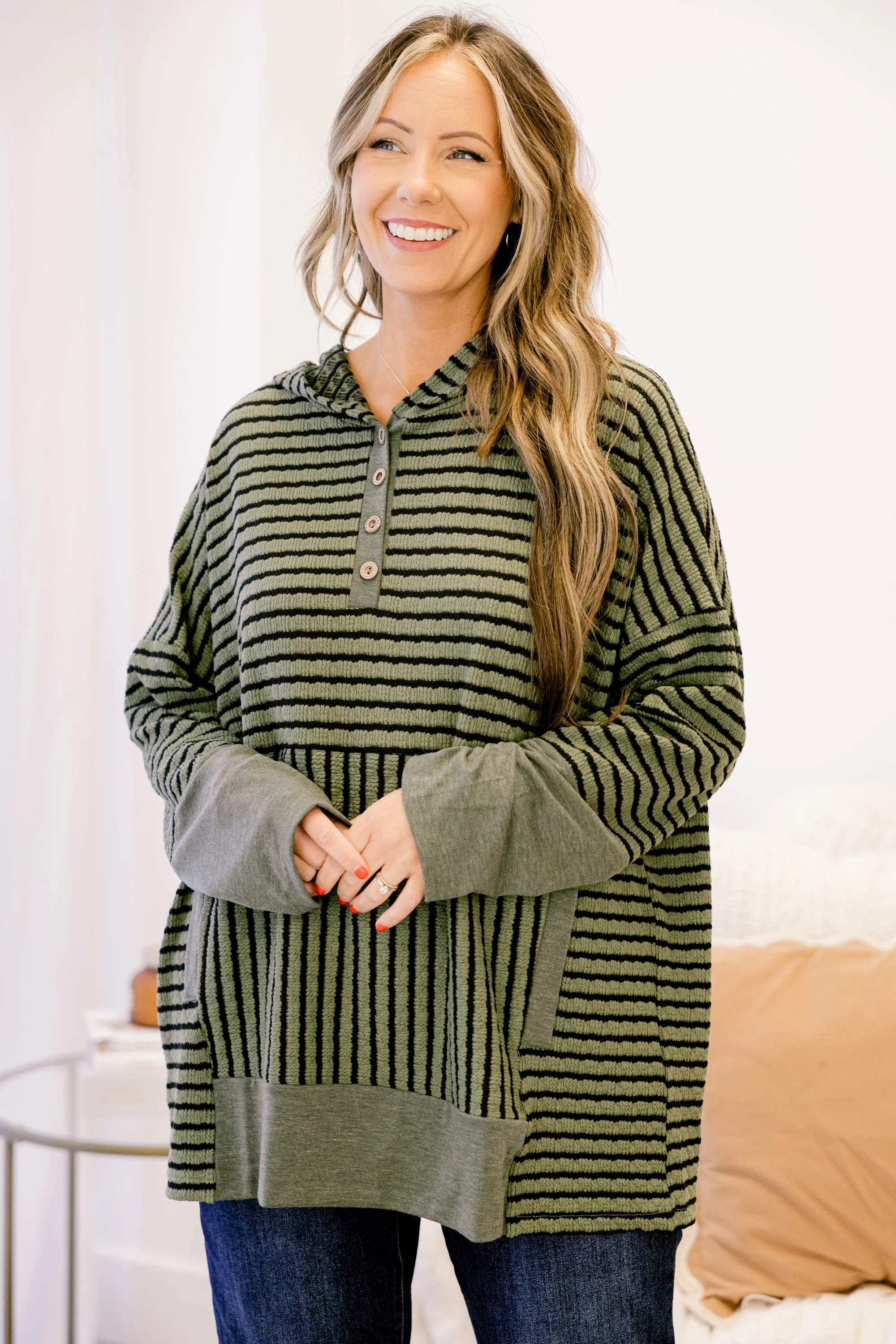 Coastal Breeze Hoodie, Green-Black - Weilaico