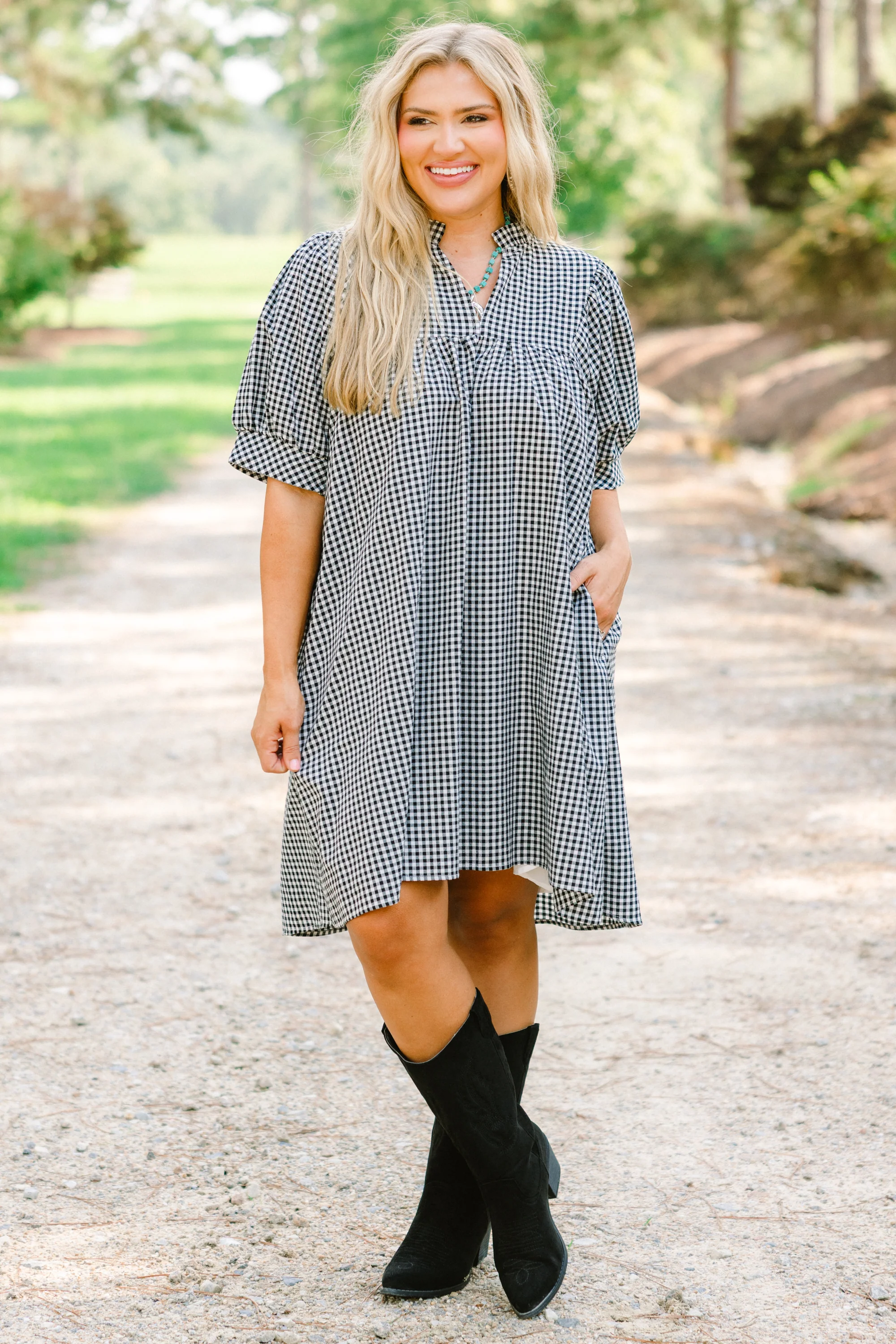 Make My Night Dress, Black Gingham - Weilaico