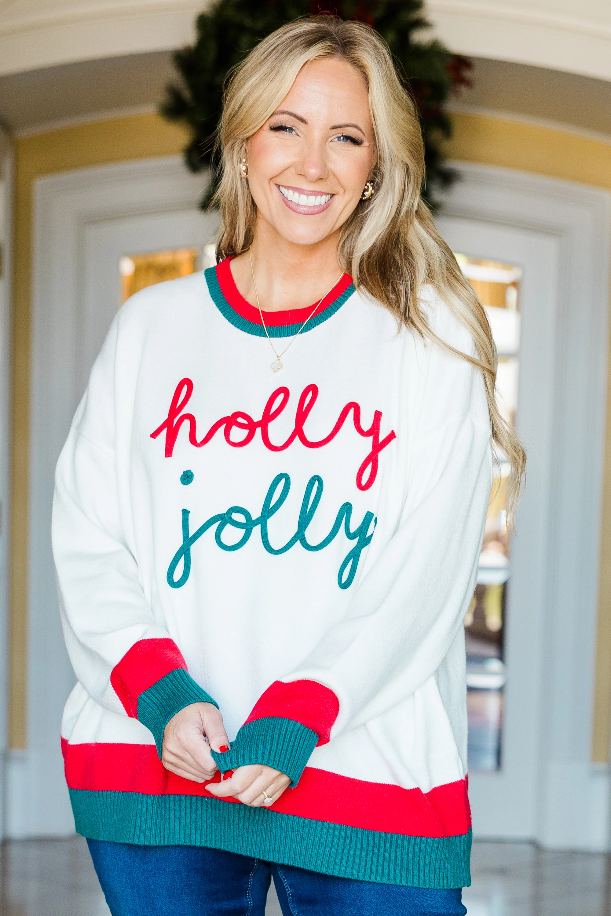 Holly Jolly Baby Sweater, White - Weilaico