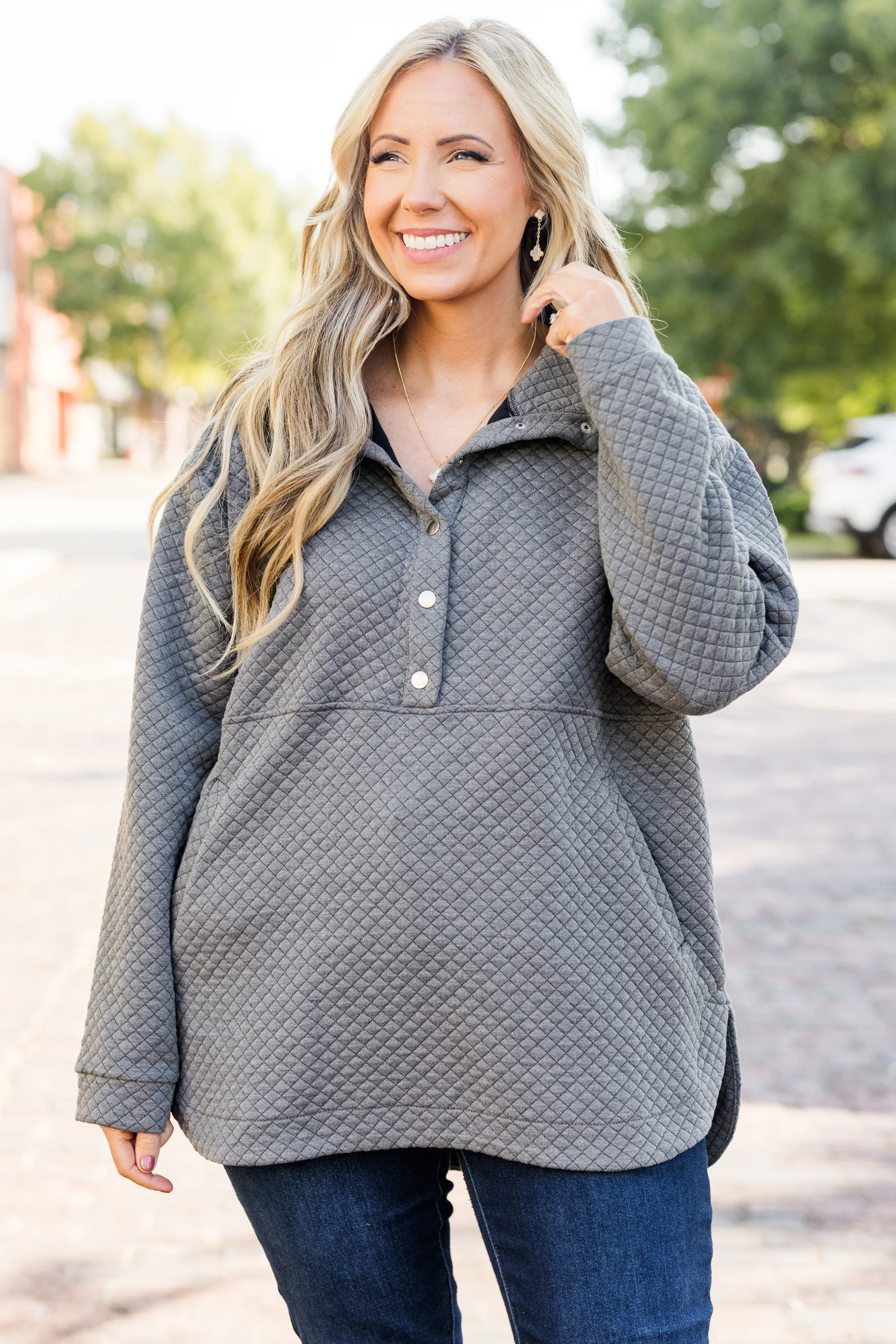 Snuggle Me Up Pullover, Charcoal Gray - Weilaico