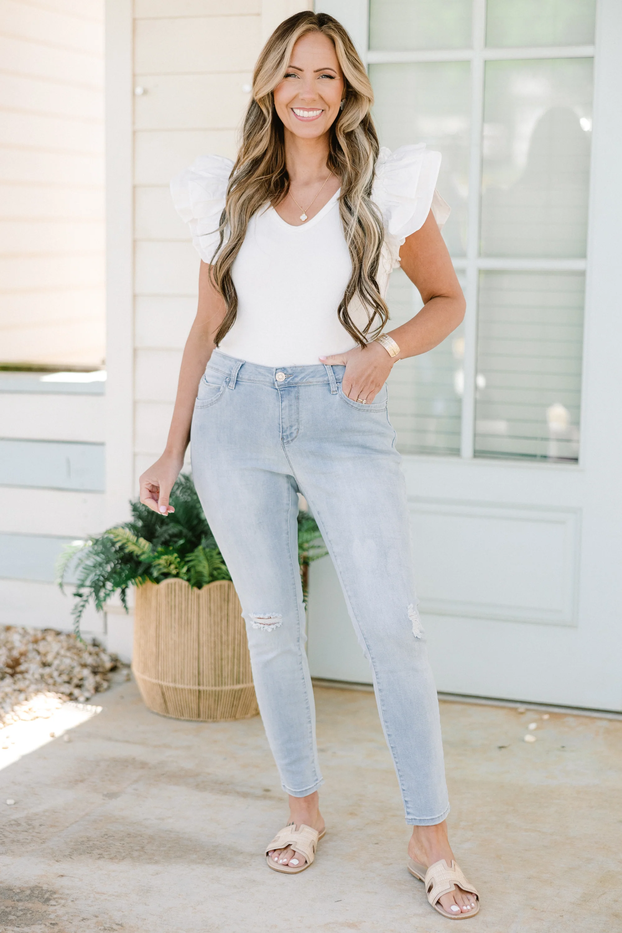 That's A Good Look Jeans, Light Wash - Weilaico