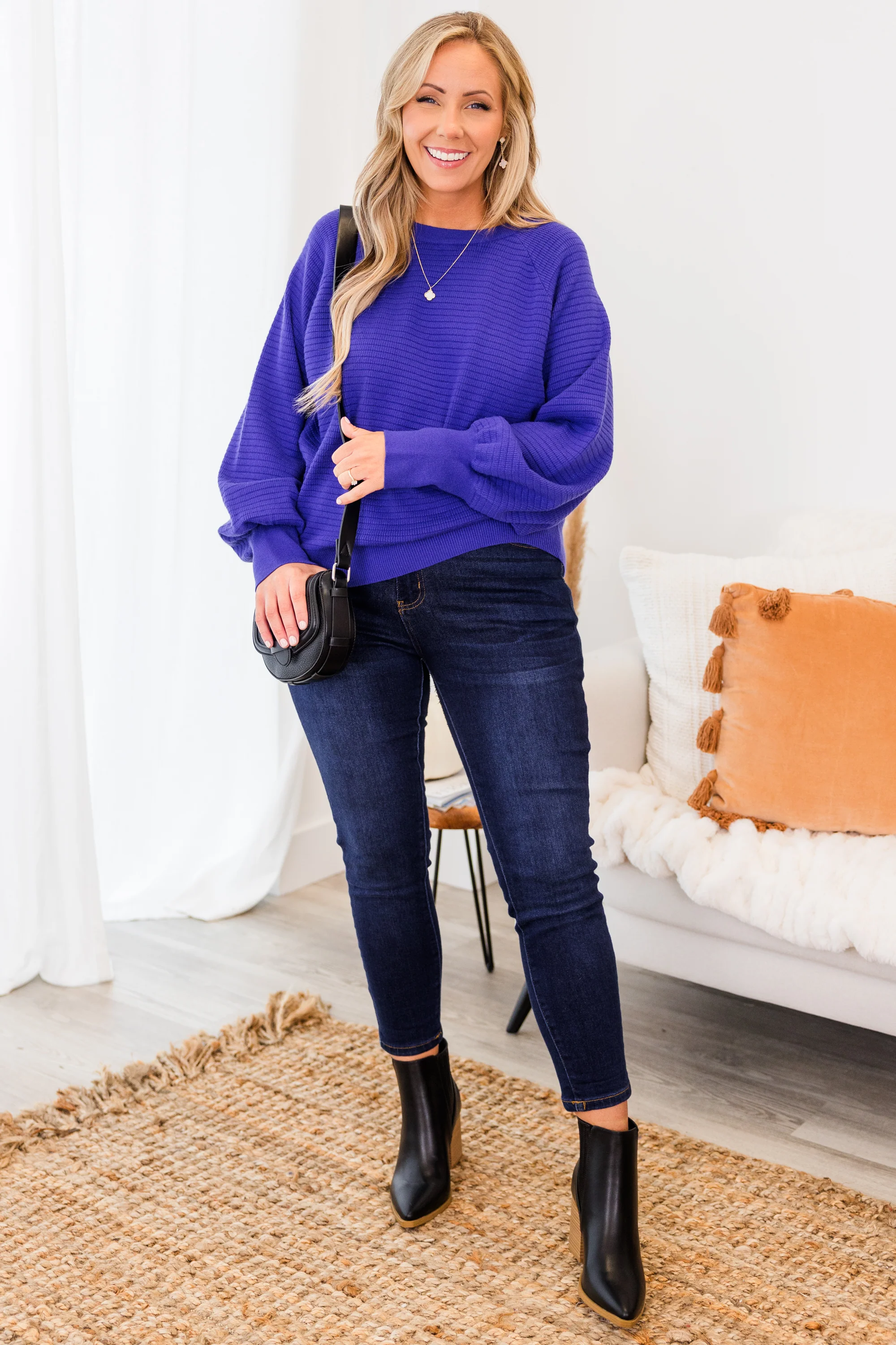 I Need You Here Sweater, Blue - Weilaico