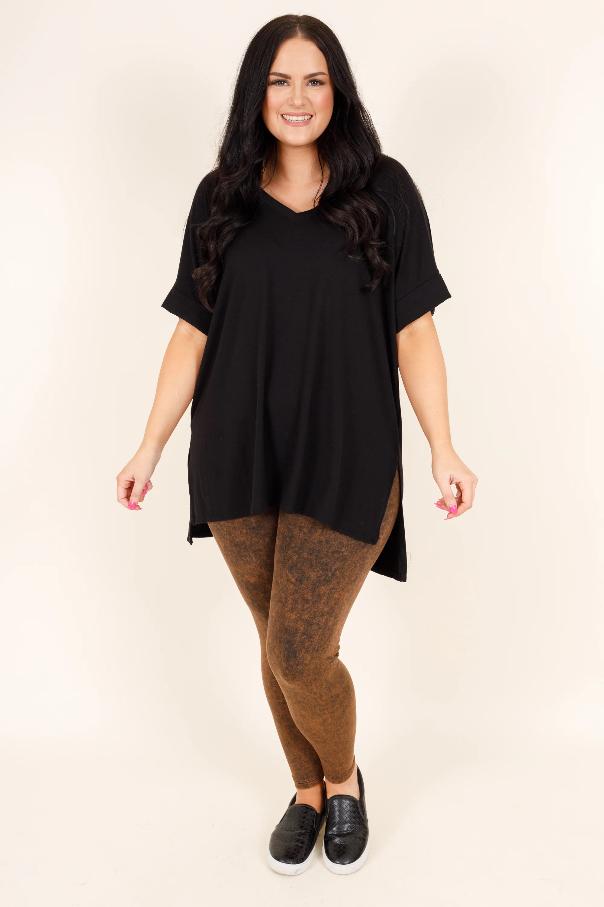 Well Worth It Mineral Wash Leggings, Americano - Weilaico