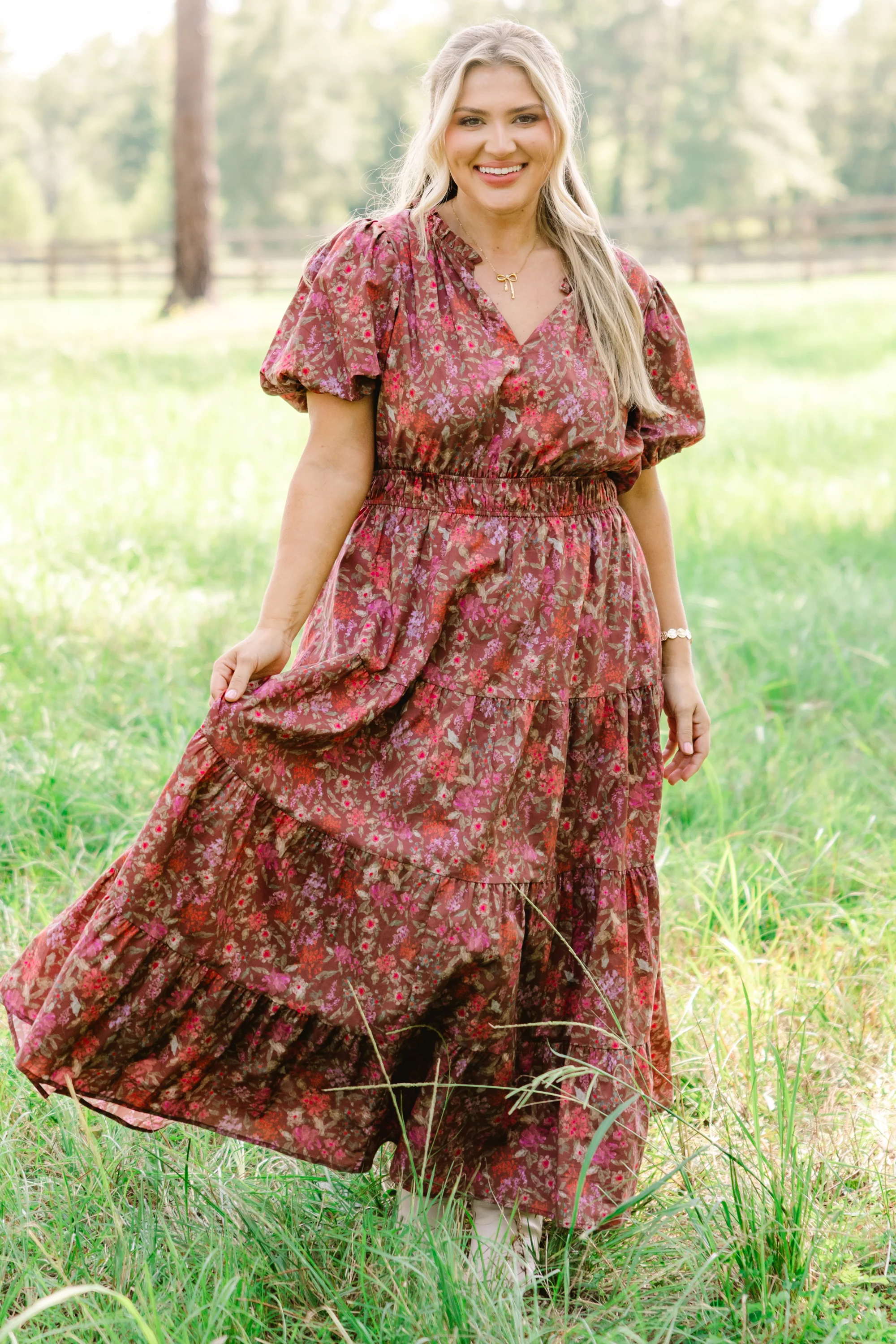 Everything I Love Dress, Brown Floral - Weilaico
