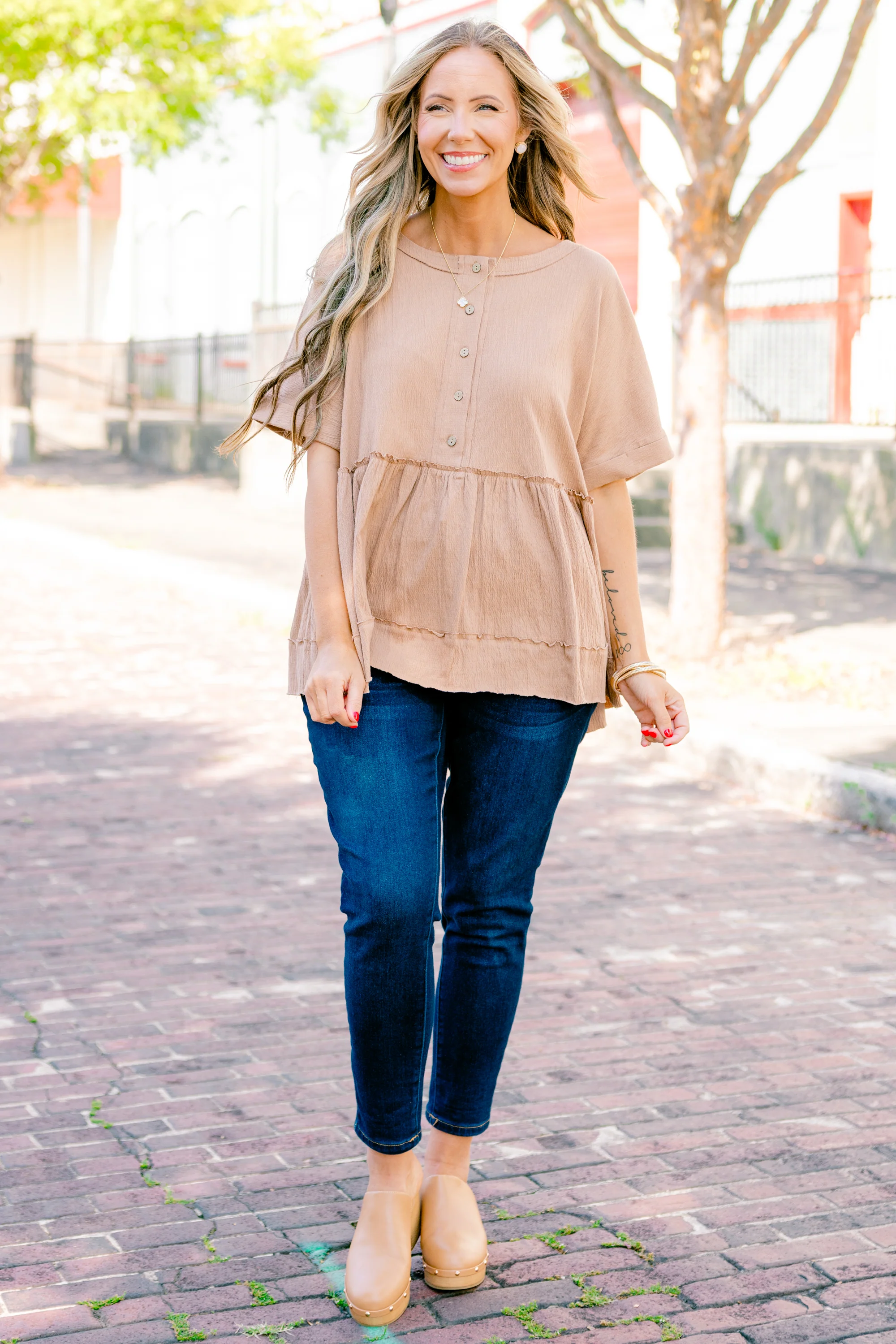 What Should We Do Today Top, Brown - Weilaico