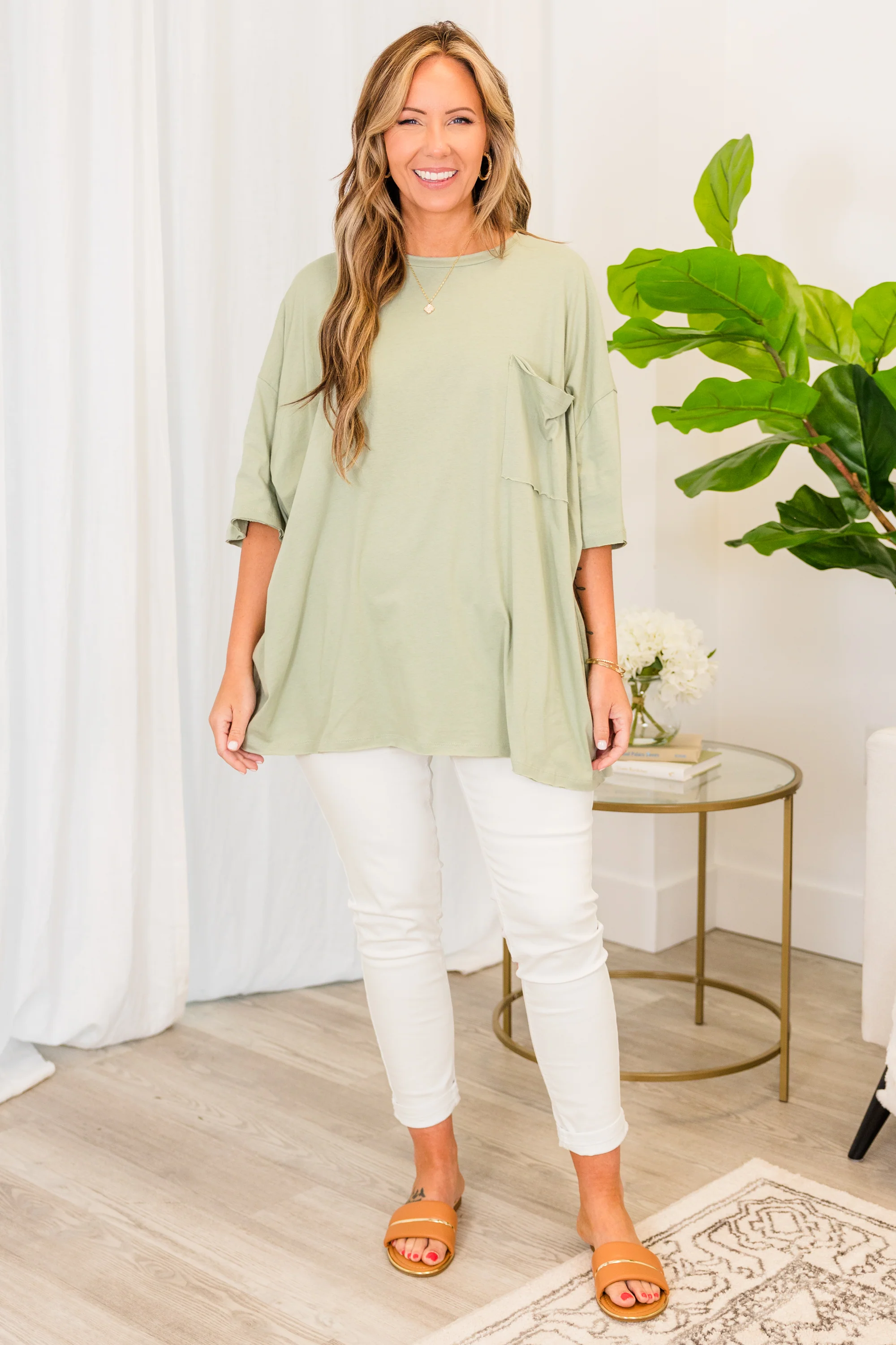 It Comes Naturally Top, Light Sage - Weilaico