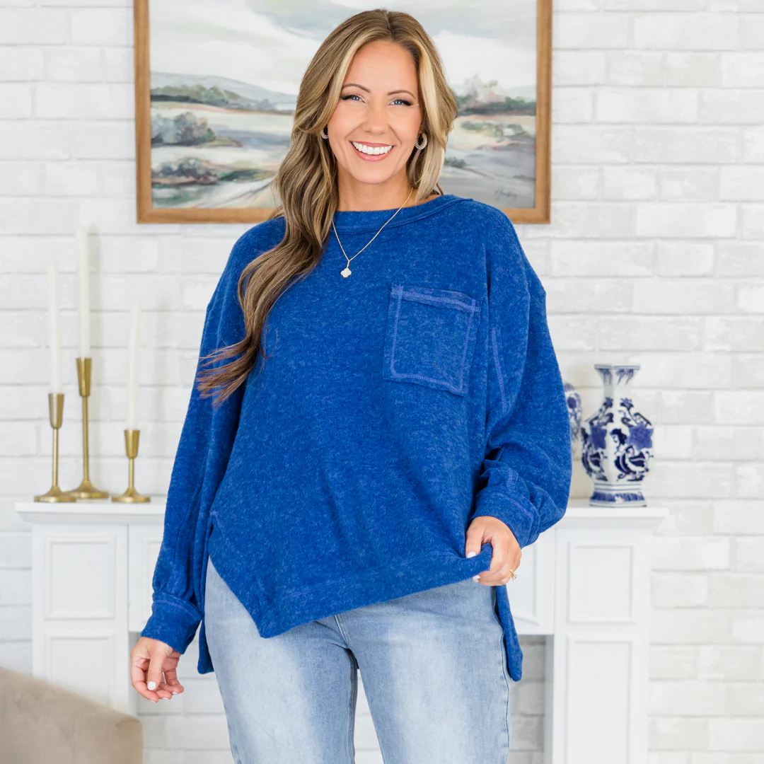 I'm Here For It Top, Light Navy - Weilaico