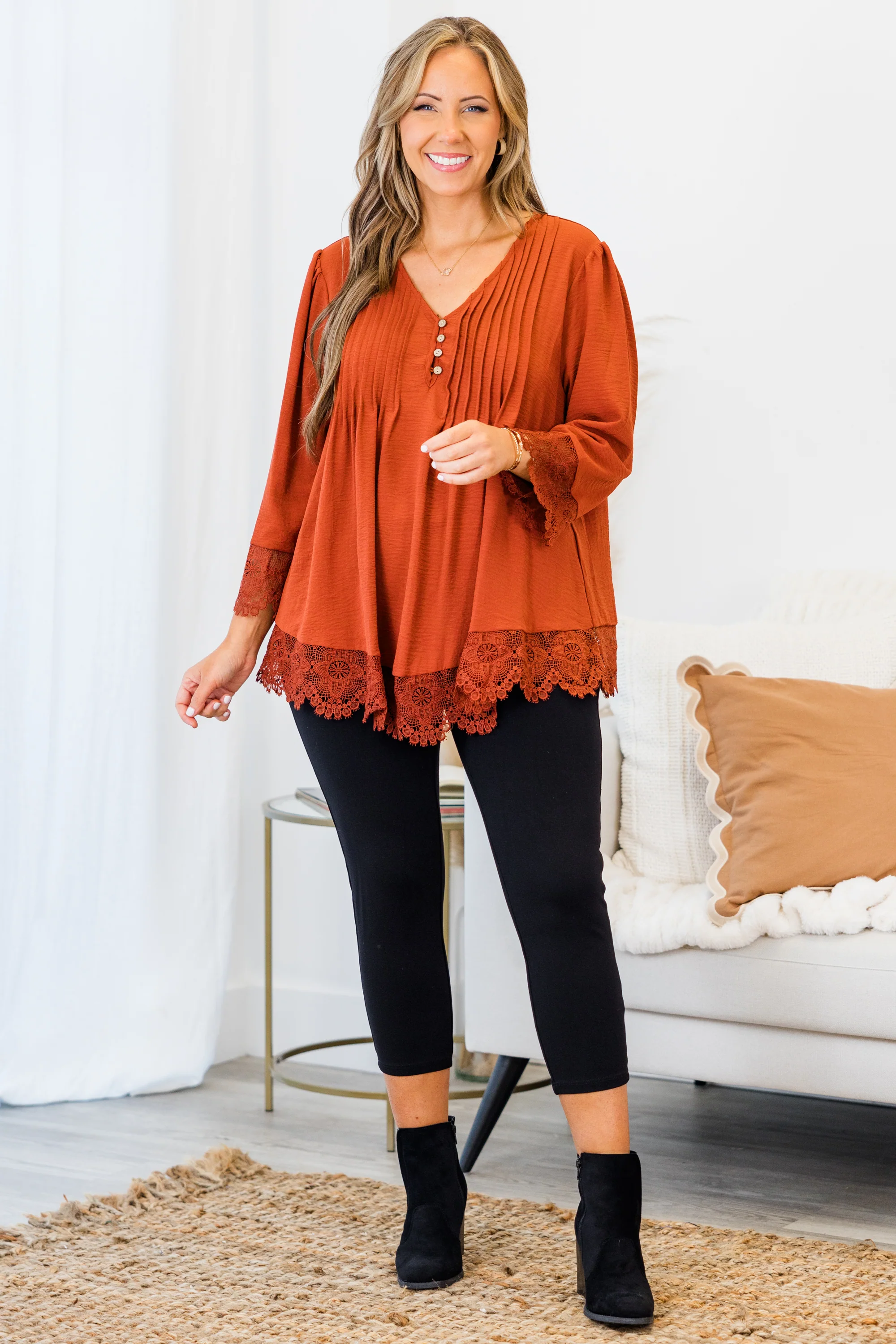 Desert Sunrise Top, Rust - Weilaico