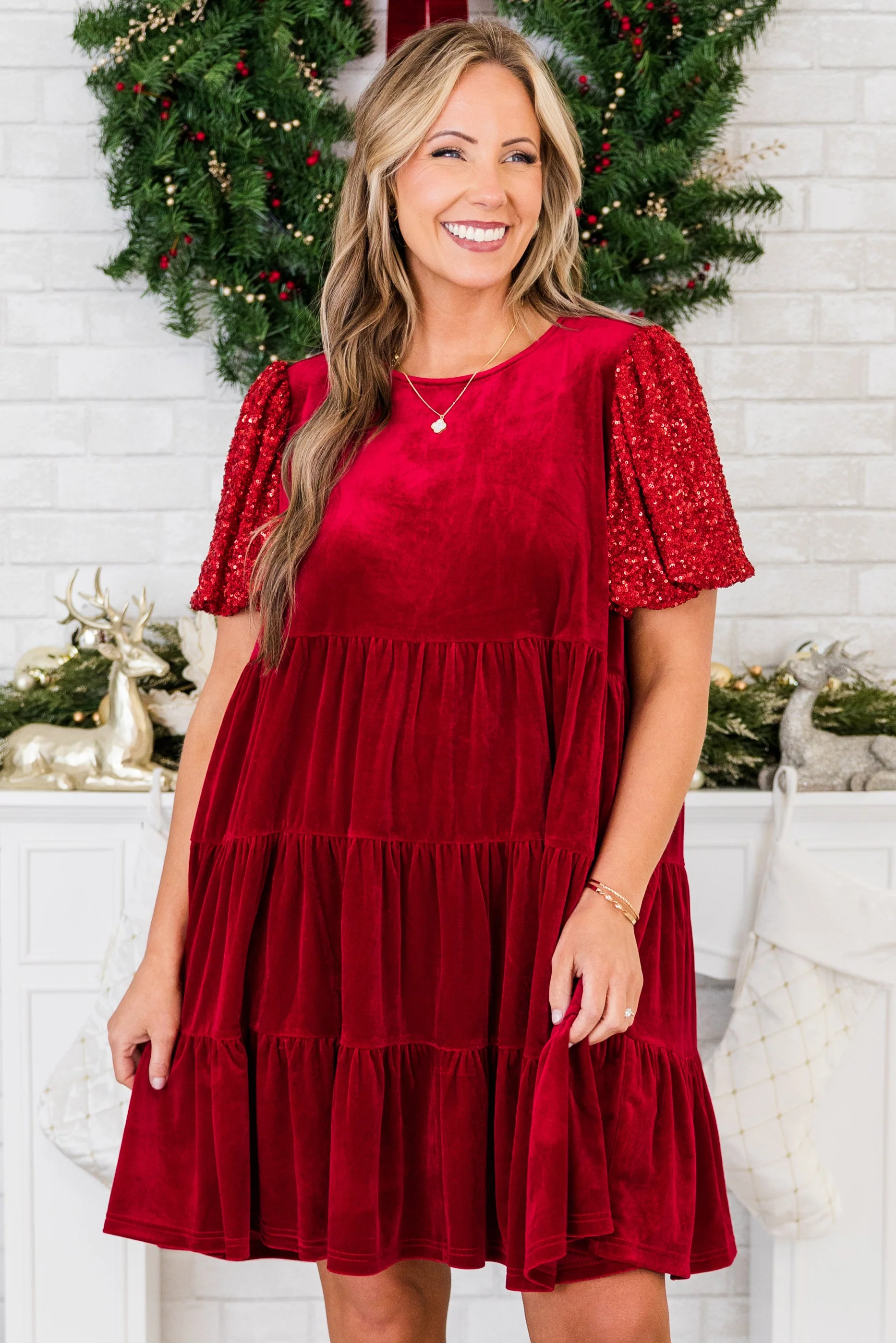 Eclipse Beauty Dress, Red - Weilaico