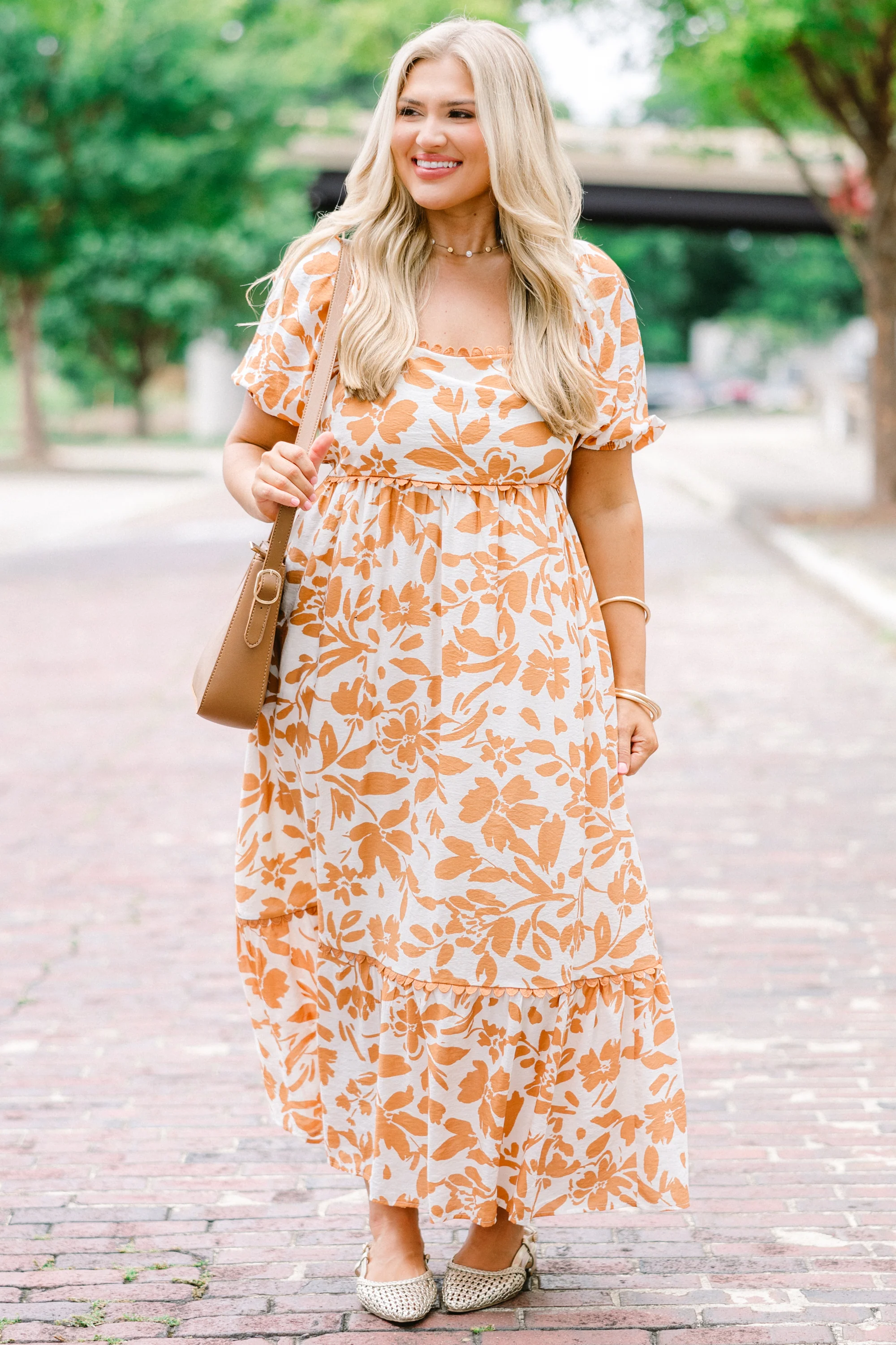 Over You Again Dress, Burnt Orange - Weilaico