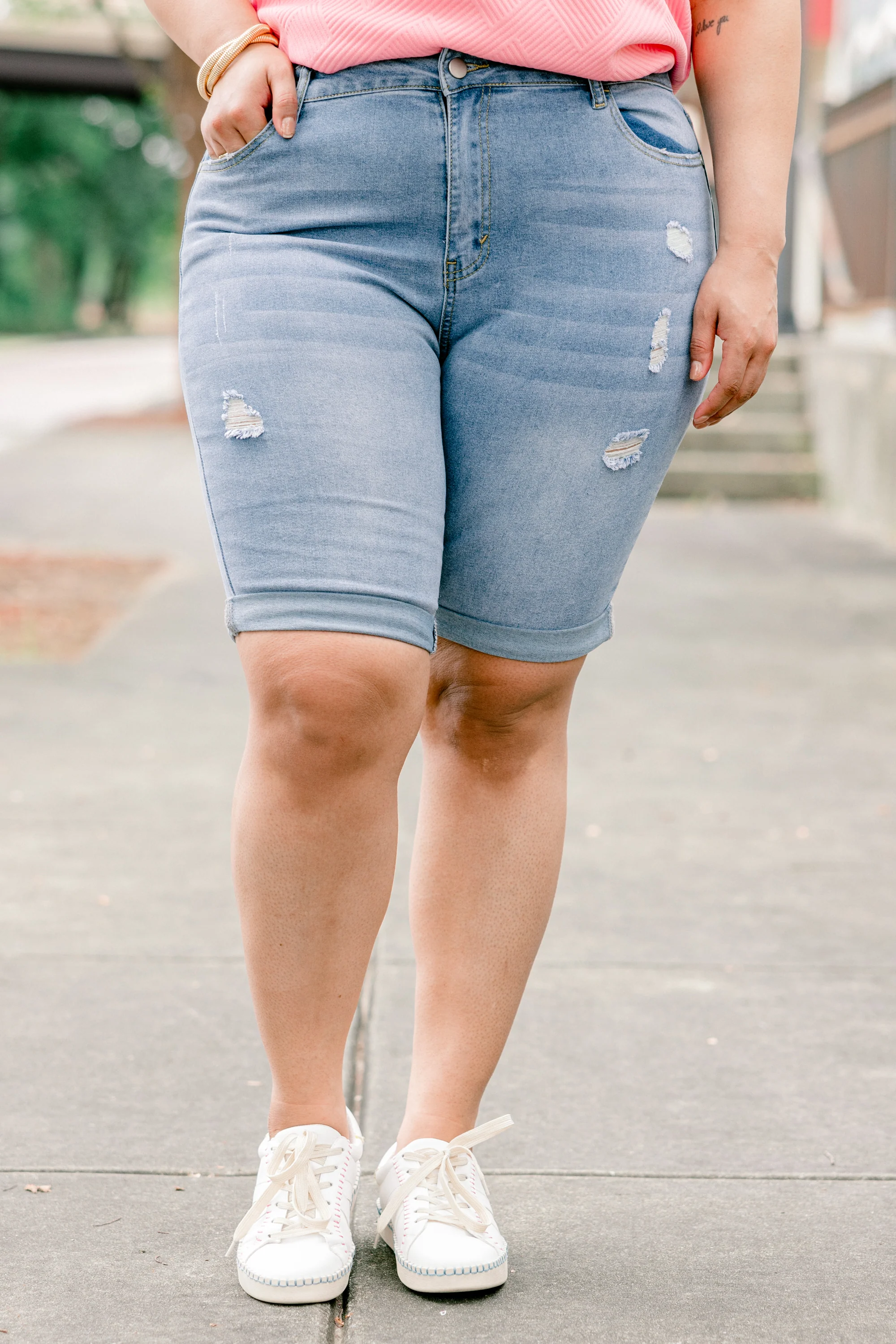 Palm Oasis Shorts, Light Wash - Weilaico