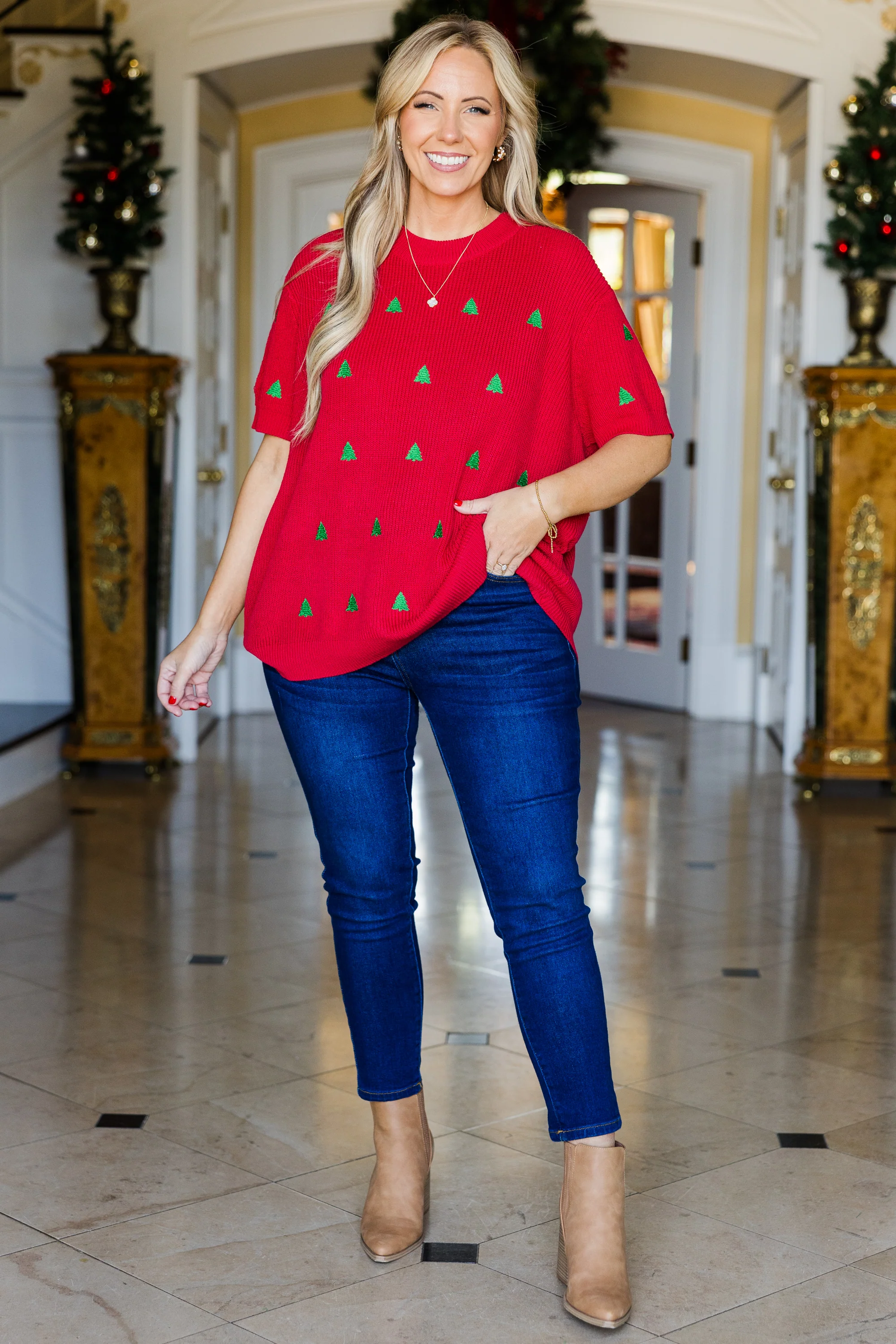 All I Want For Christmas Is You Sweater, Red - Weilaico