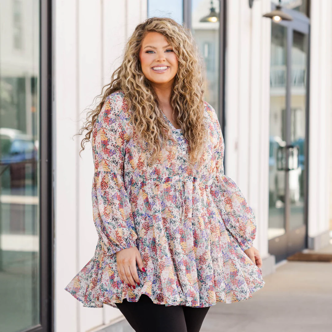 Breath Of Fresh Flare Tunic, Tan - Weilaico