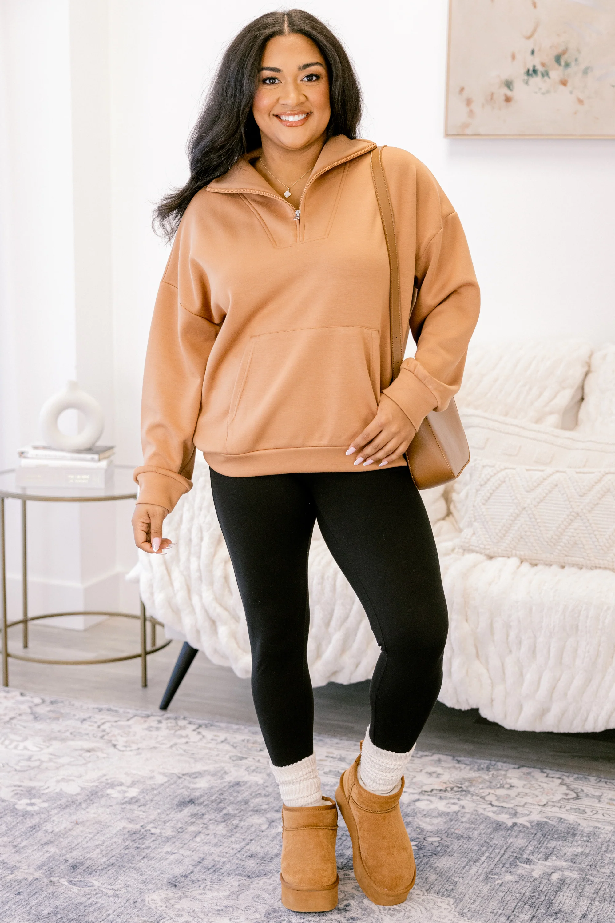 Sporty Chic Pullover, Khaki - Weilaico