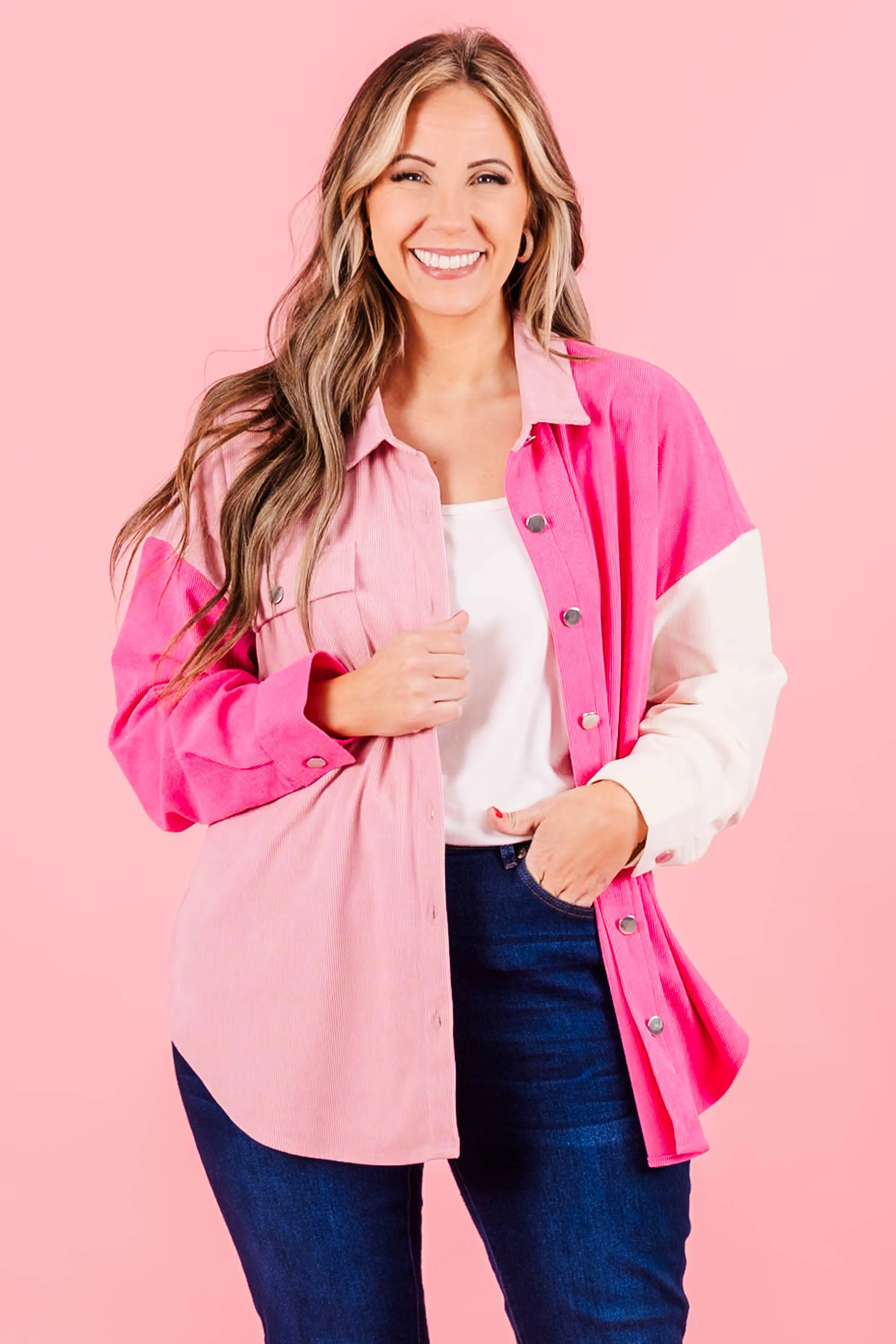 Rosewater Shacket, Pink Multi - Weilaico