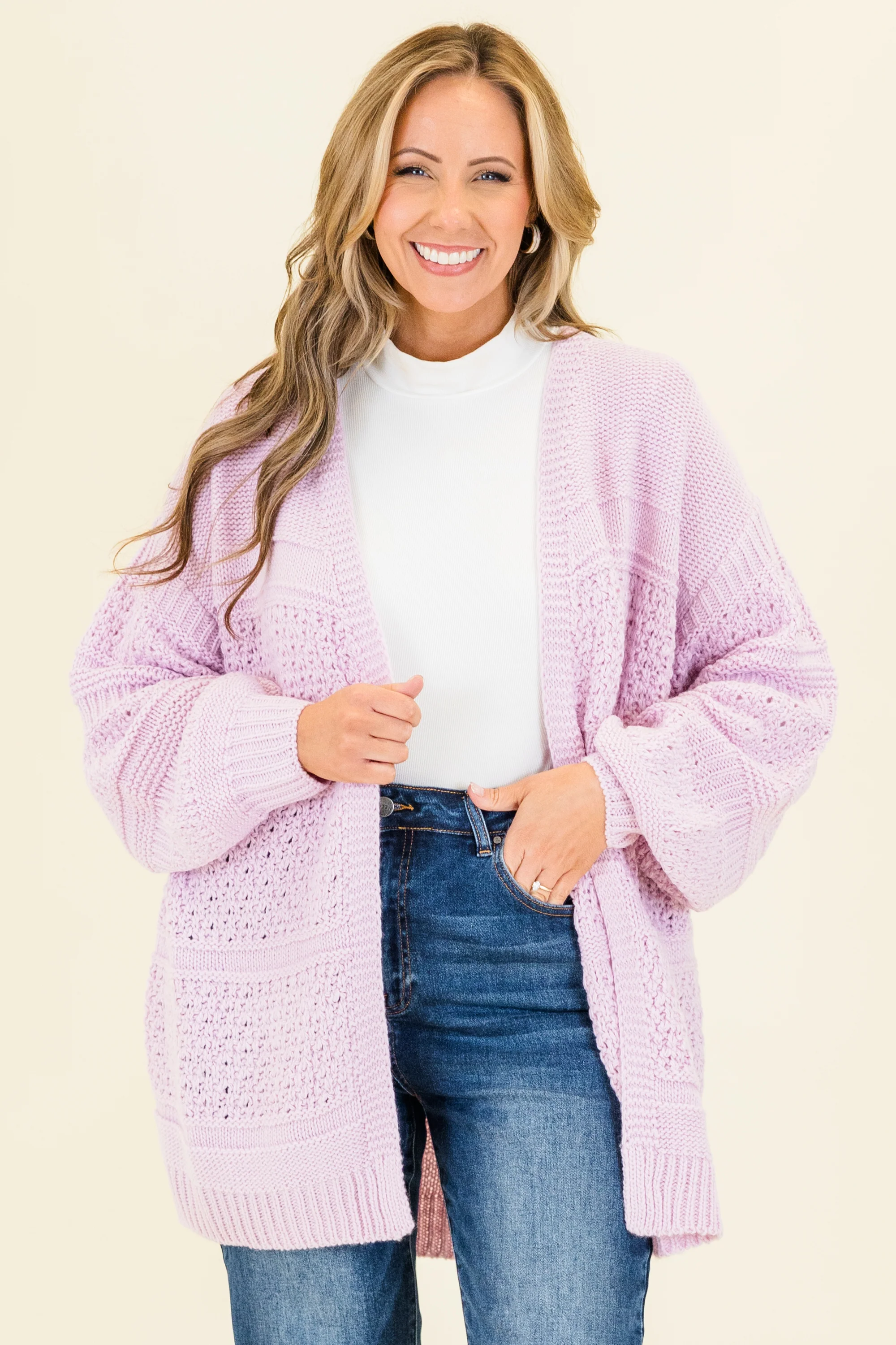 Keepin' Cozy Cardigan, Lavender - Weilaico