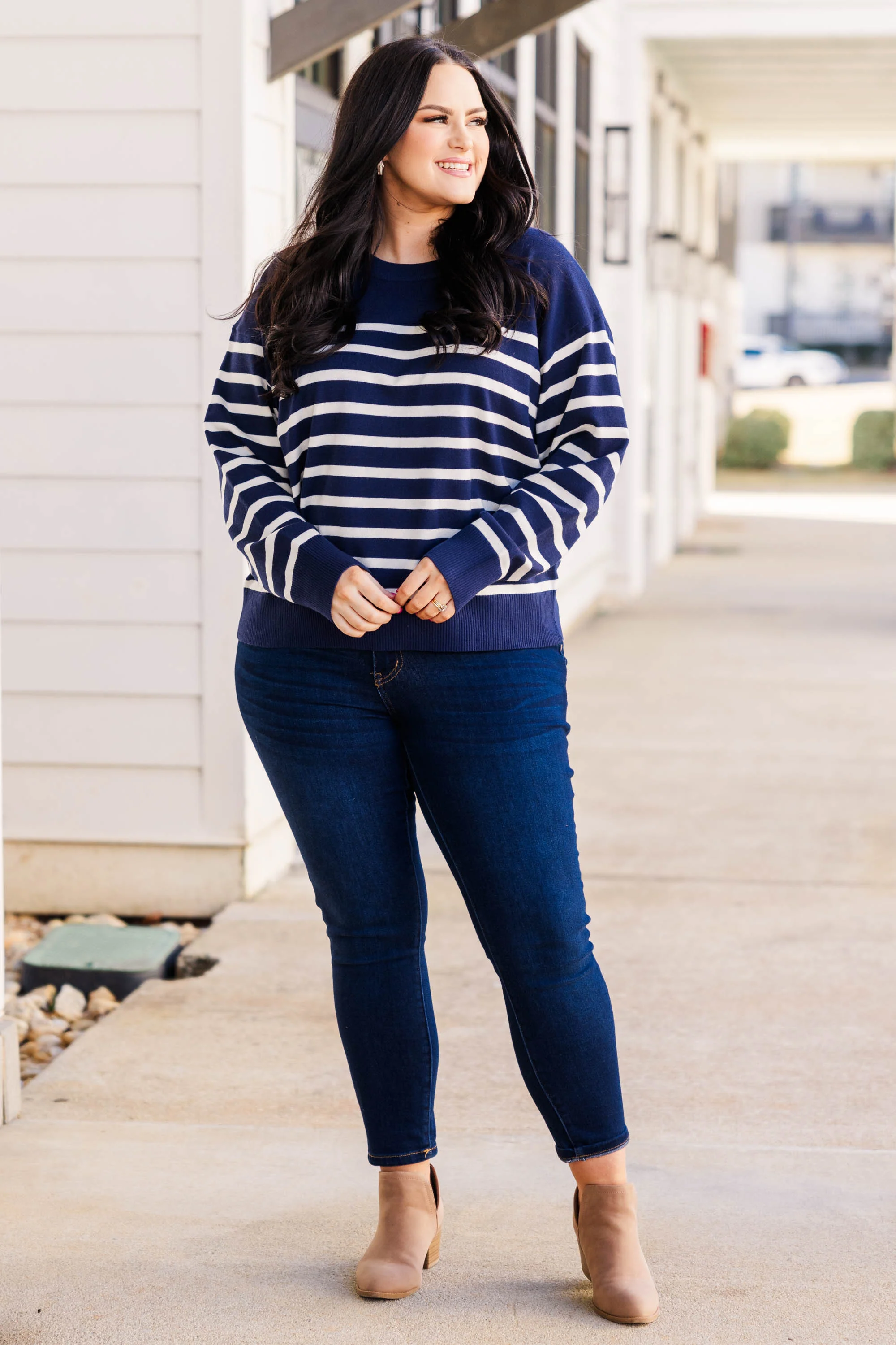 Dreams in December Sweater, Navy - Weilaico