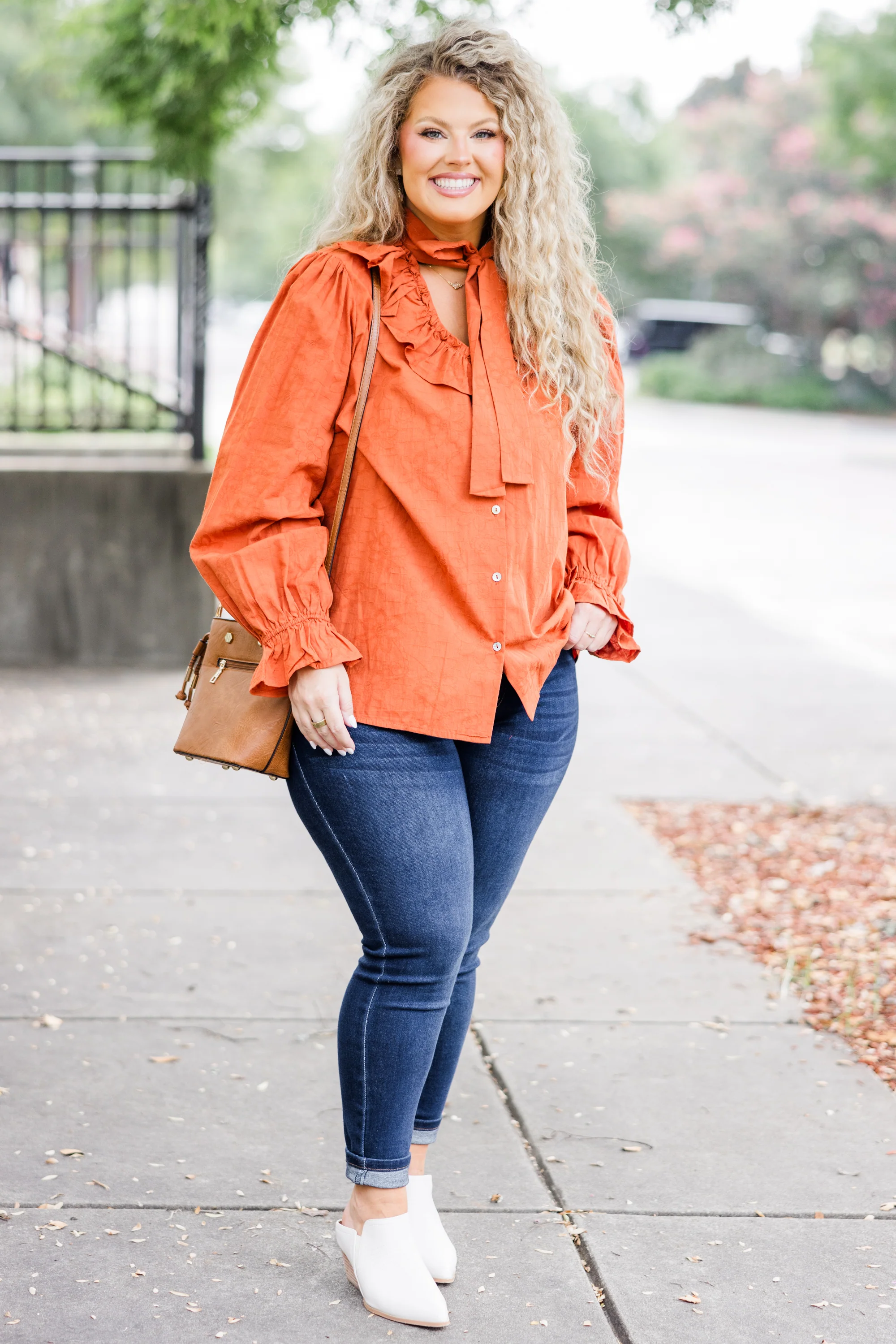 Gotcha Blouse, Rust - Weilaico