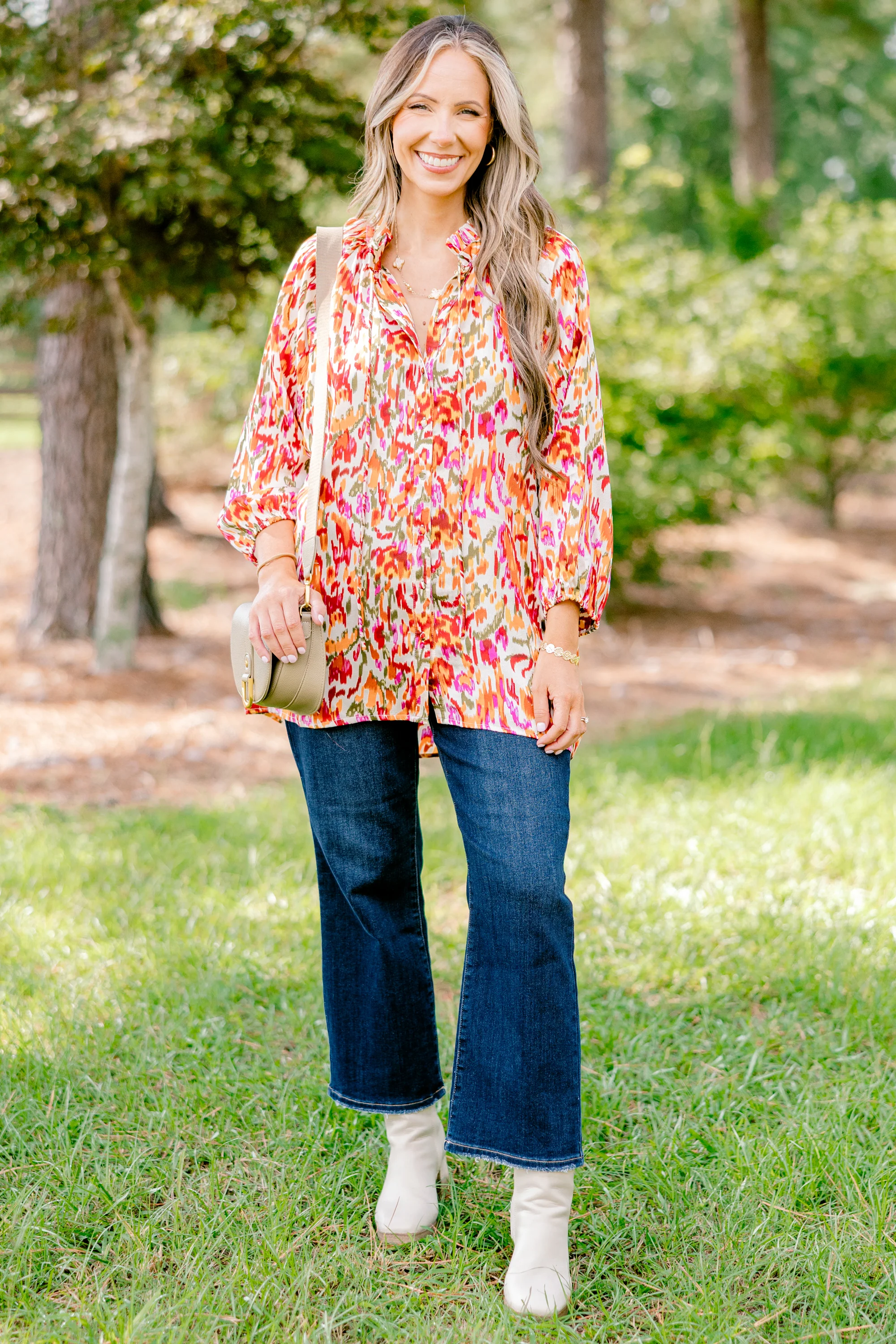 All In Due Time Top, Rust Multi - Weilaico