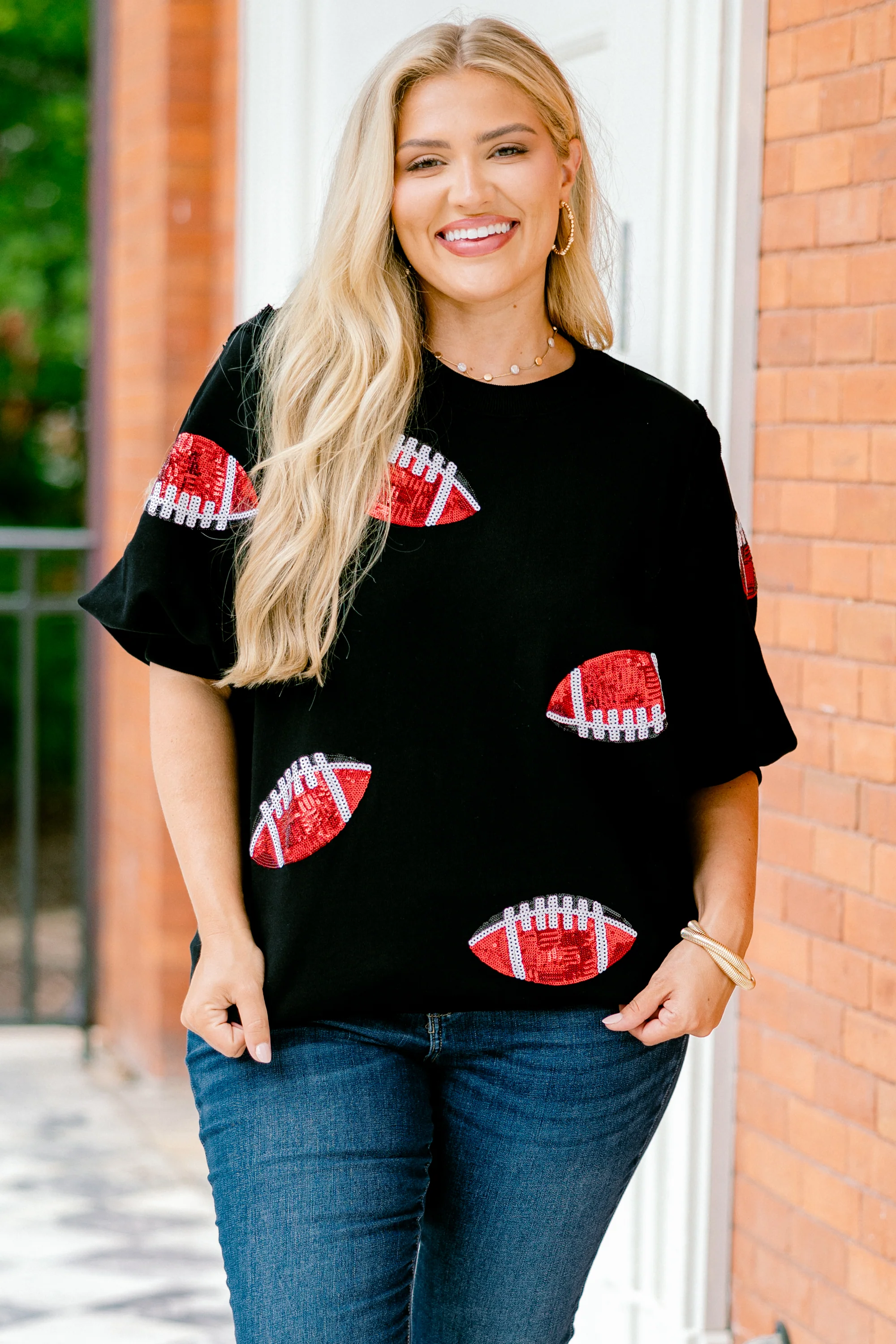 Touchdown Sparkle Top, Black - Weilaico