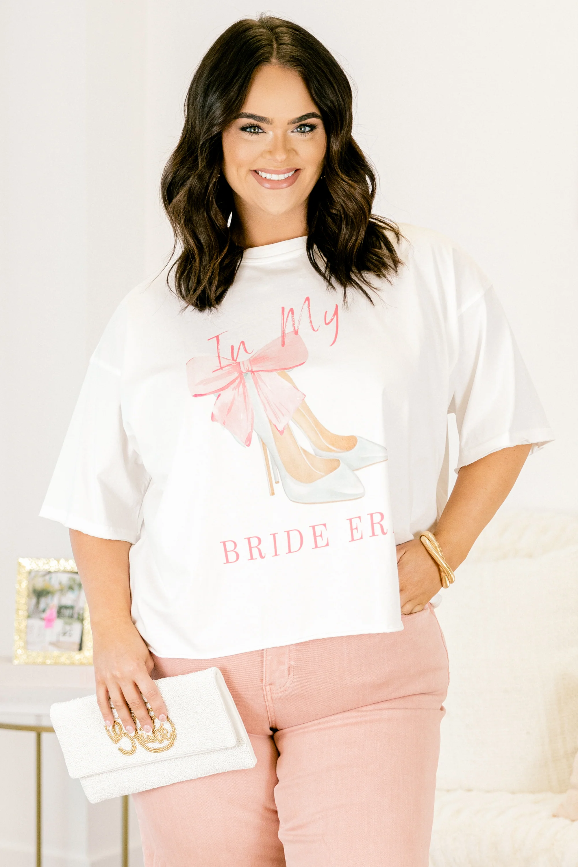 In Her Era Vintage Wash Tee, White - Weilaico