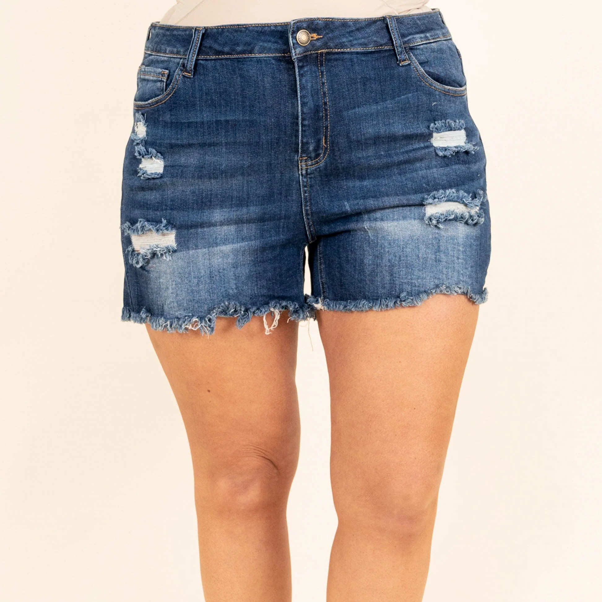 Good Times And Tan Lines Shorts, Dark Wash - Weilaico