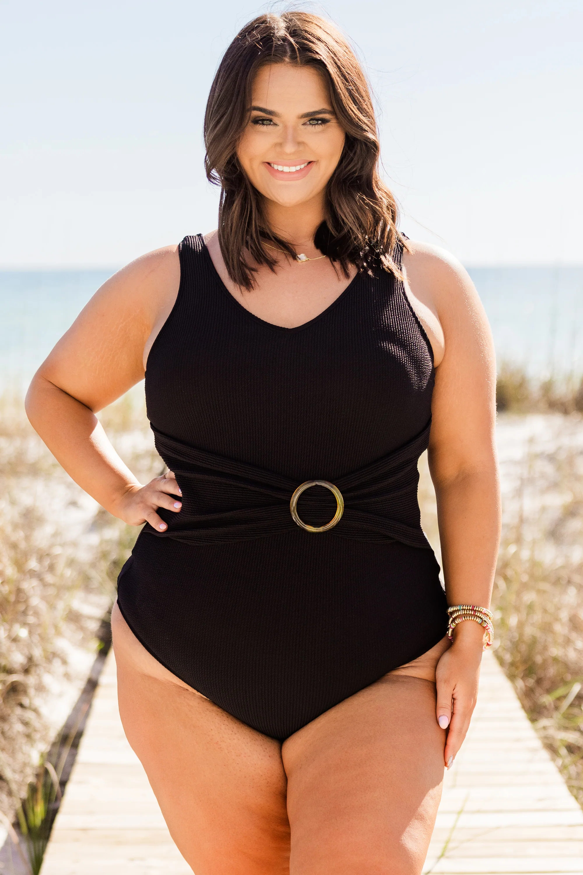 Standing On The Sun Swimsuit, Black - Weilaico