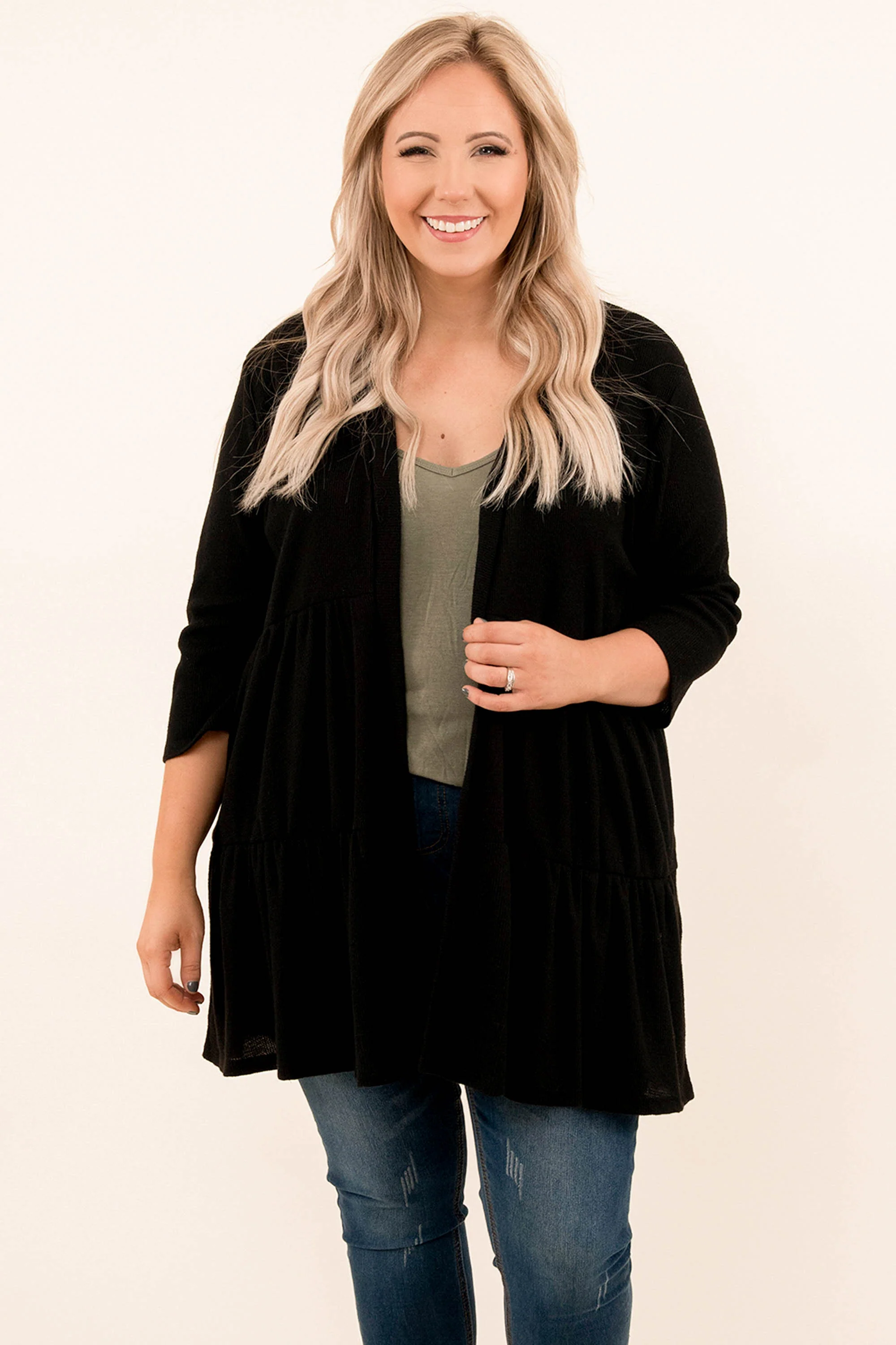 Take On The World Cardigan, Black - Weilaico