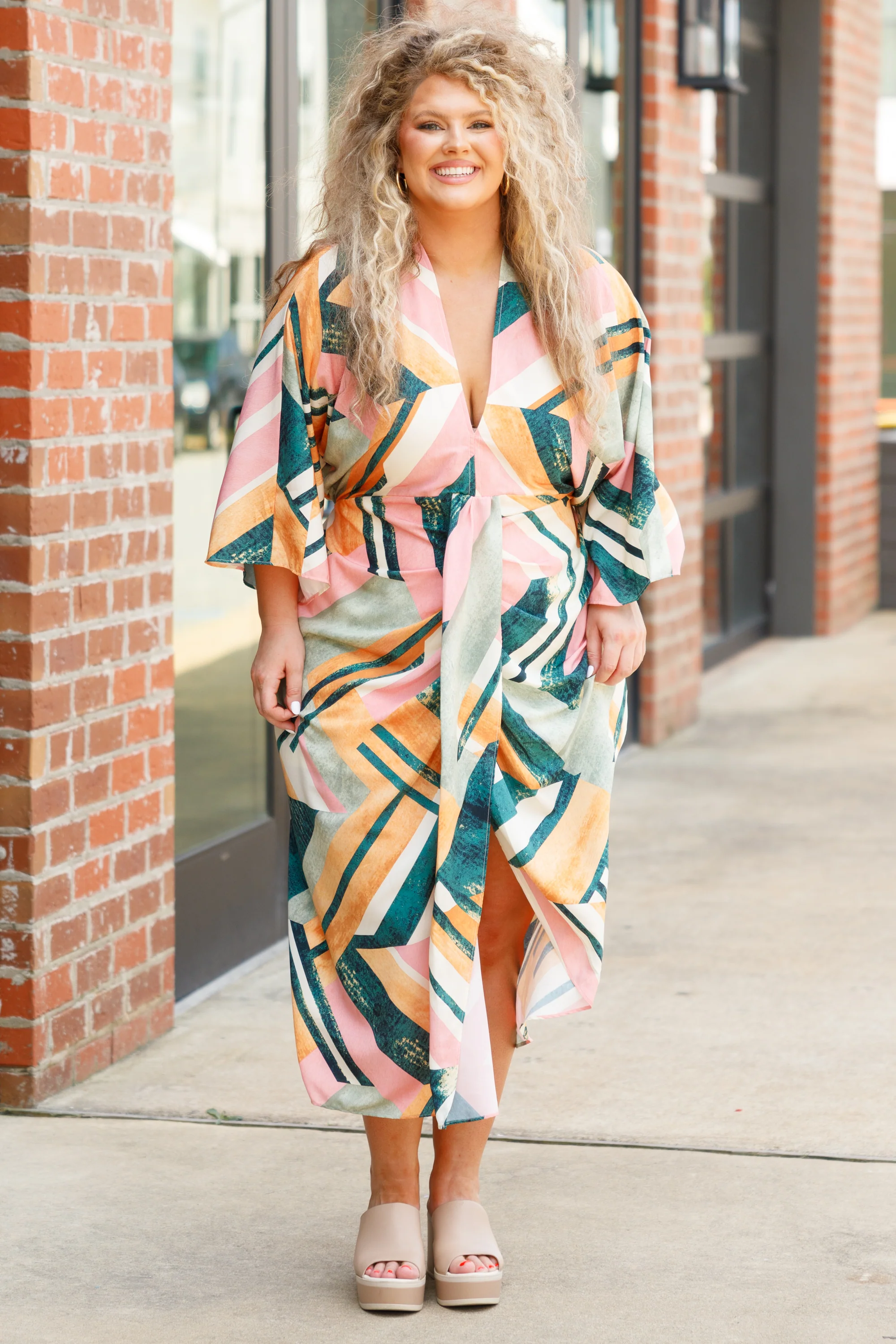 Don't Call Me Angel Dress, Green Multi - Weilaico