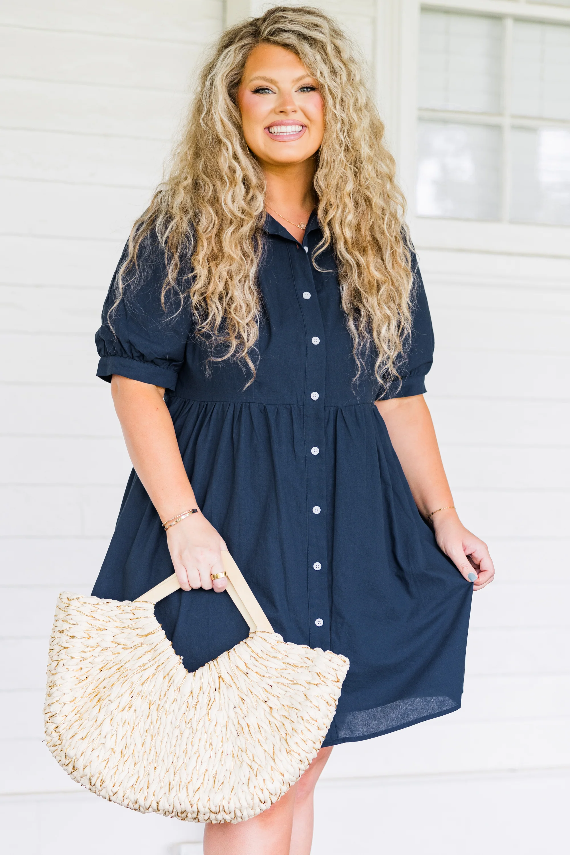 Destined To Impress Dress, Navy - Weilaico