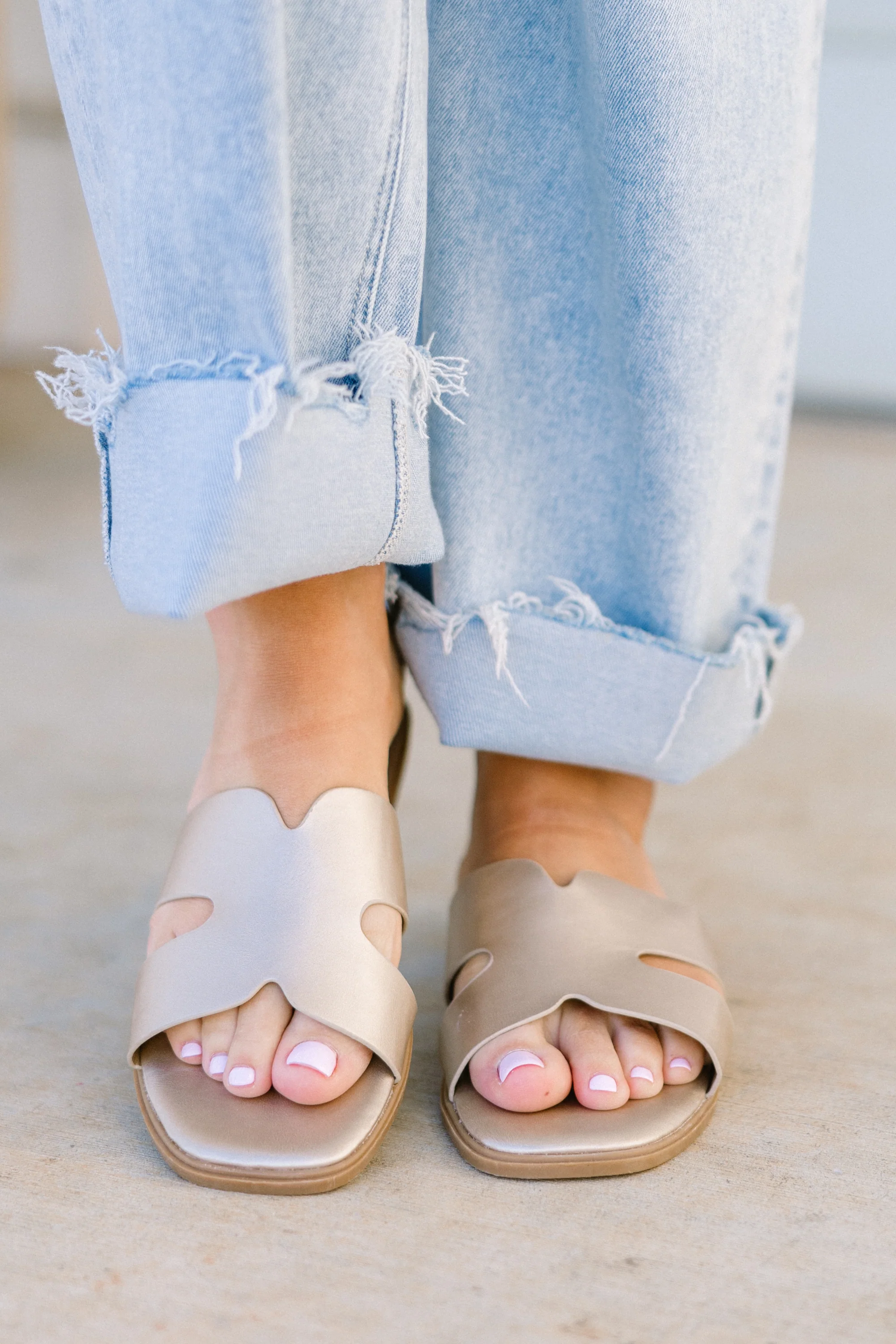 Palm Shores Sandals, Gold - Weilaico