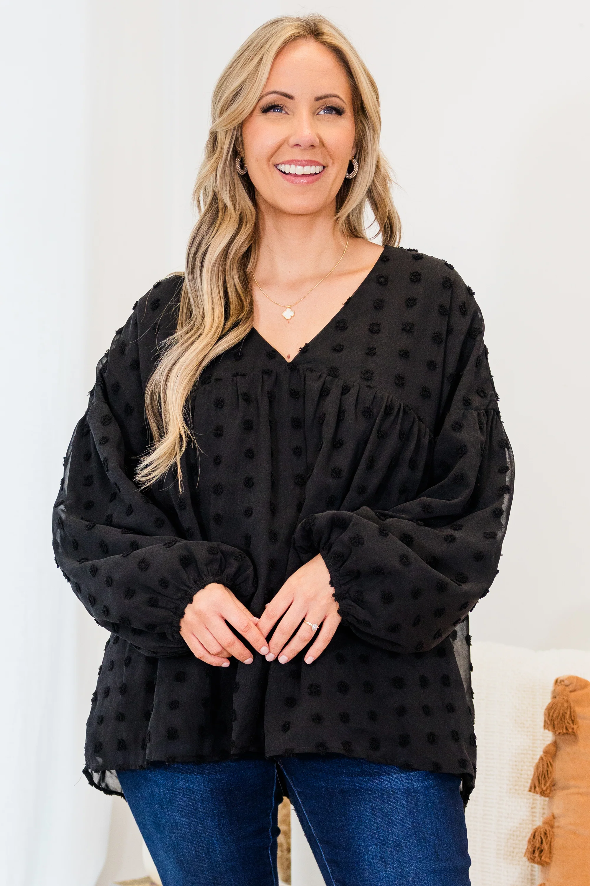 Rustic Charm Blouse, Black - Weilaico