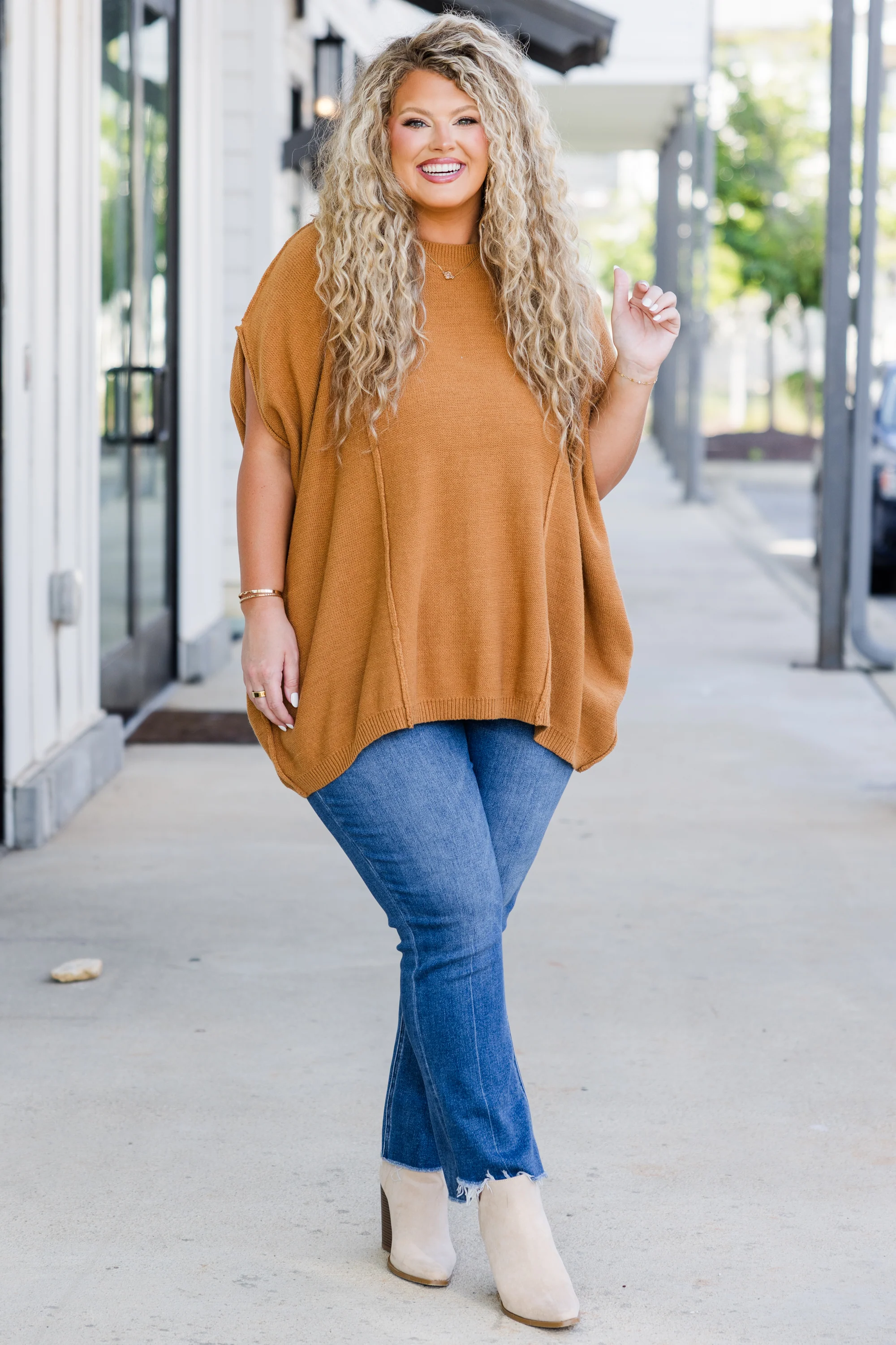 On My Way Over Sweater, Camel - Weilaico