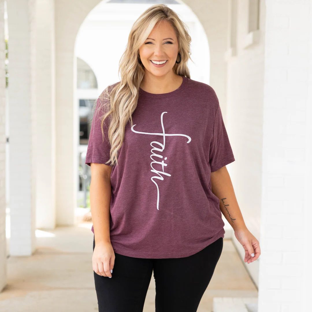 With Faith Tee, Maroon Triblend - Weilaico