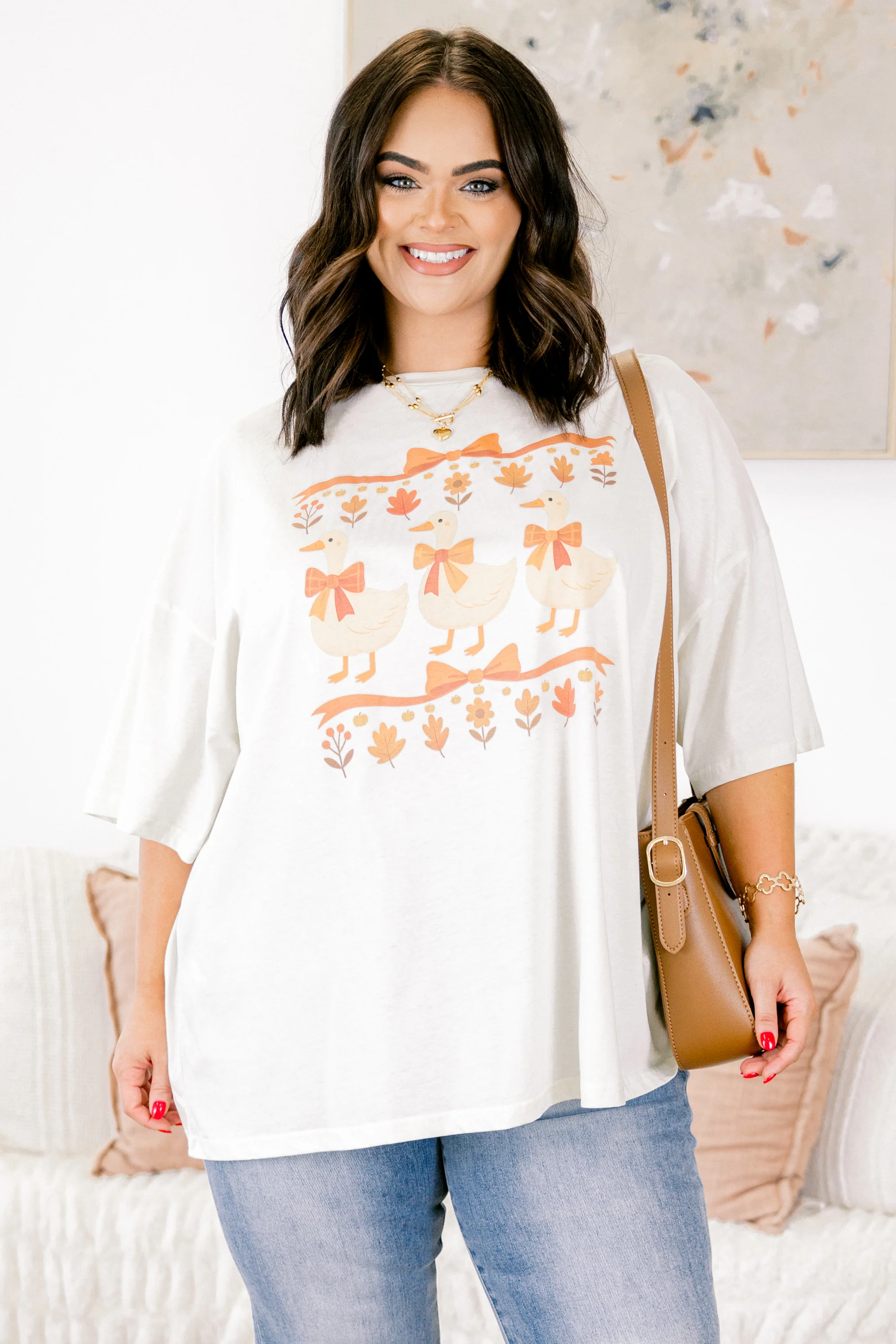 Mother Goose Boyfriend Tee, Ivory - Weilaico