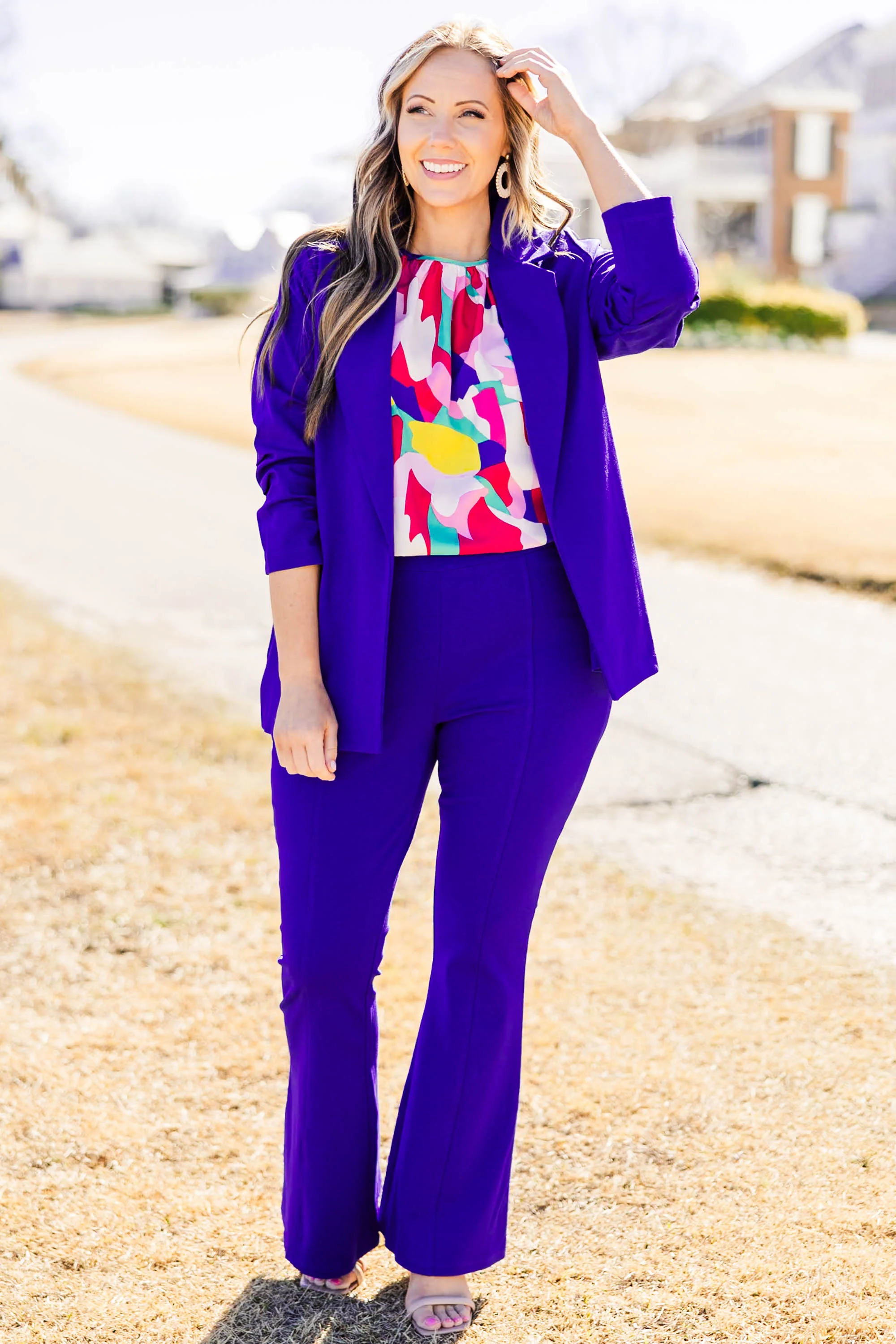 Deep Dive Flare Pants, French Royal - Weilaico