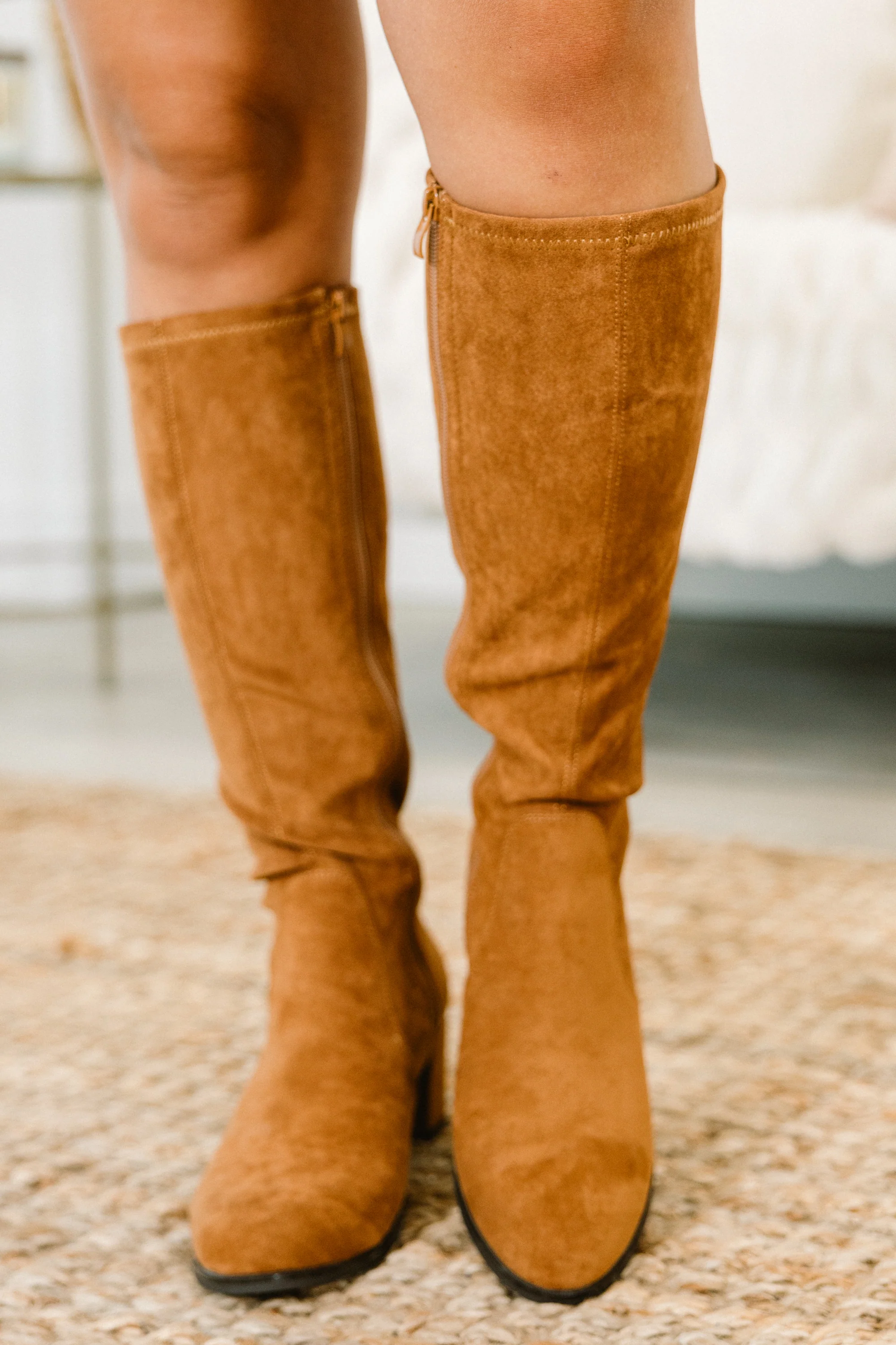 Run, Run, Runaway Wide Calf Boots, Camel - Weilaico