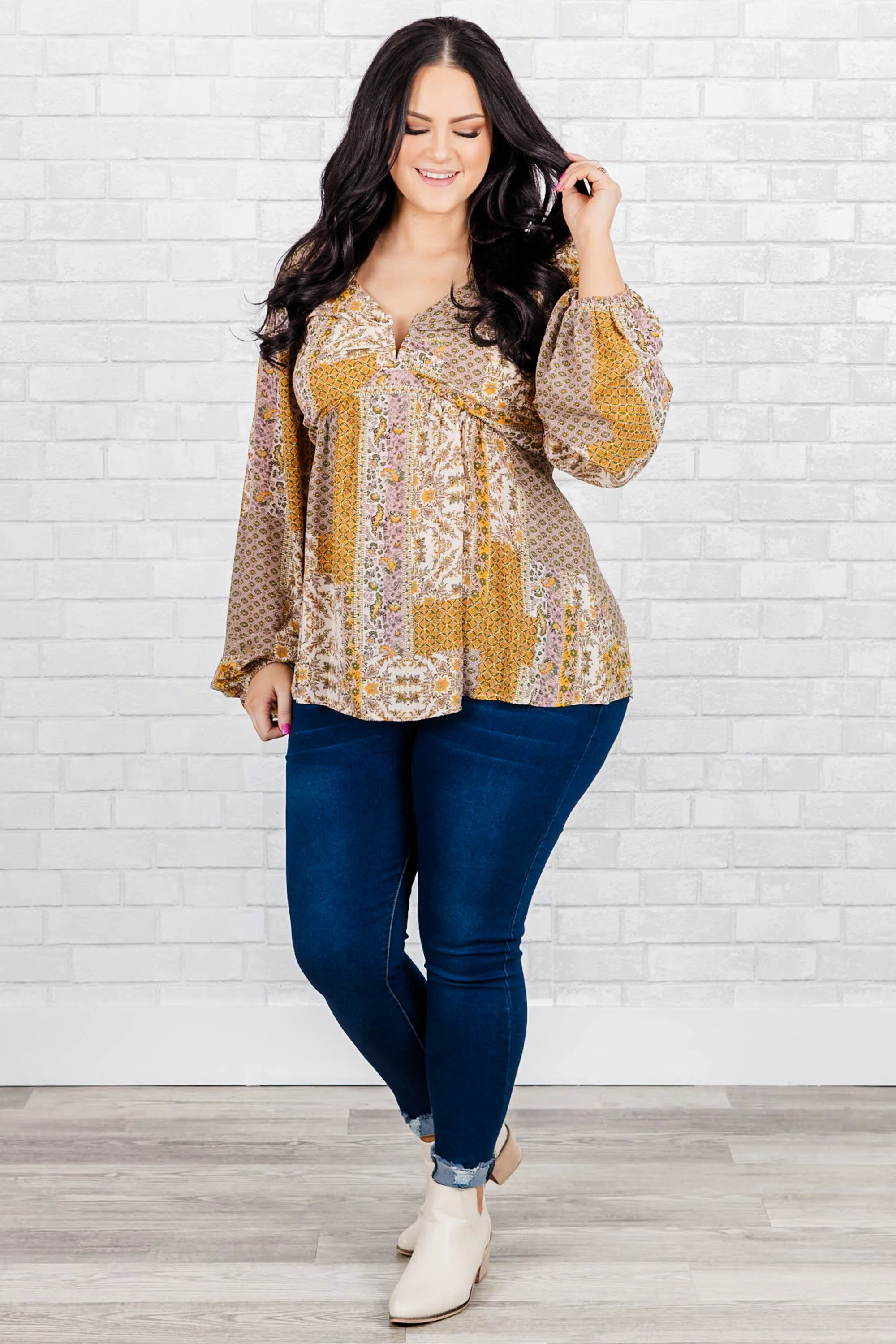 Buy Myself Flowers Blouse, Beige - Weilaico